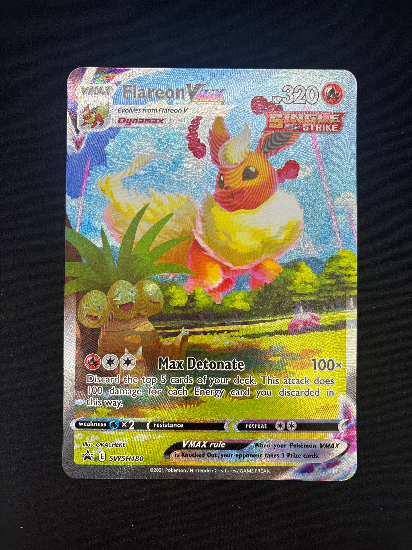 Auction Lot 382: Pokemon Card Flareon VMAX SWSH Jumbo Promo Conditions Vary