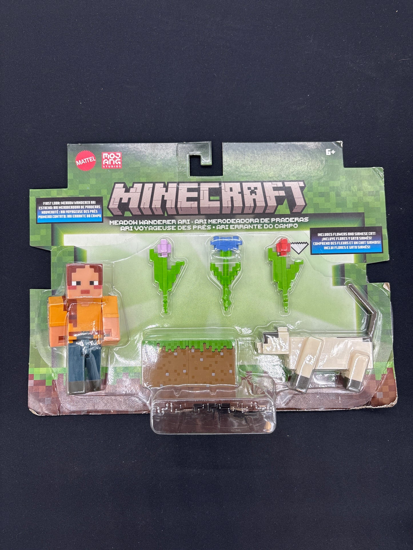 Auction Lot 20: Minecraft Meadow Wanderer Includes Flowers and Siamese Cat Figure