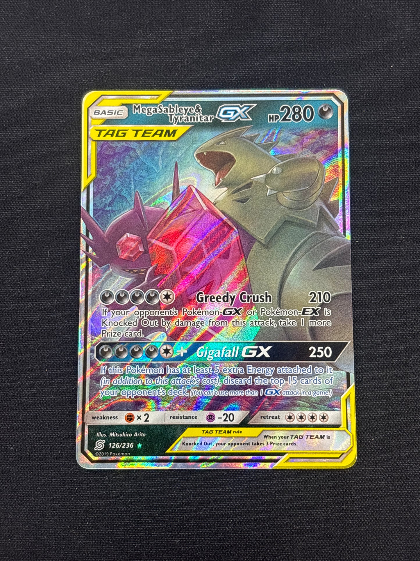Auction Lot 100: Pokemon Cards Mega Sableye Tyranitar GX Full Art Condition Vary