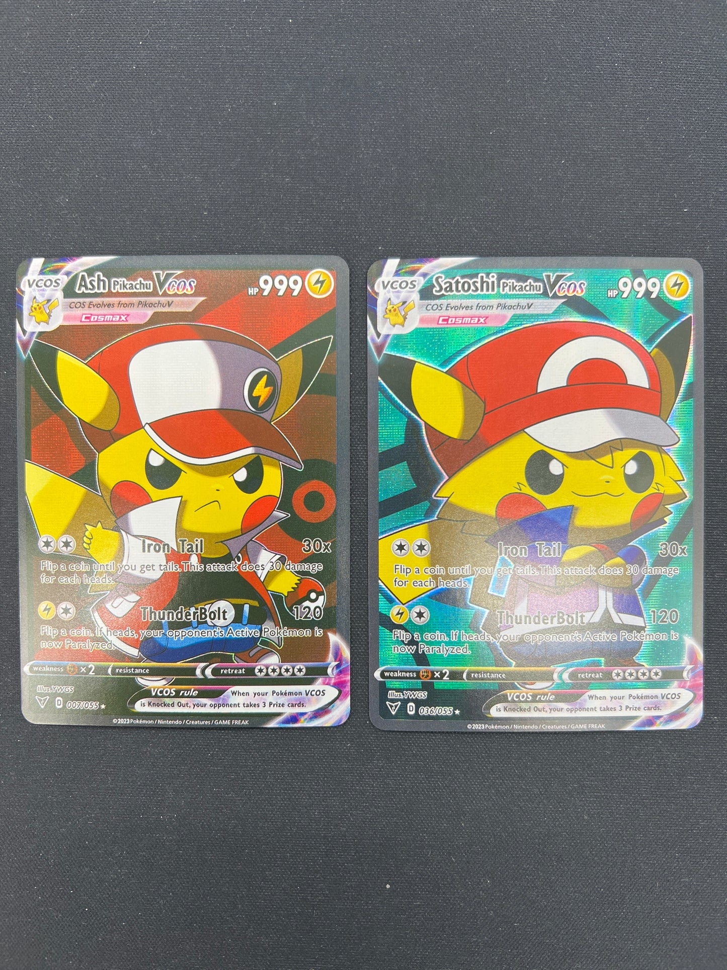 Auction Lot 442: Pokemon Cards CUSTOM Lot of 2 Ash Pikachu Conditions Vary
