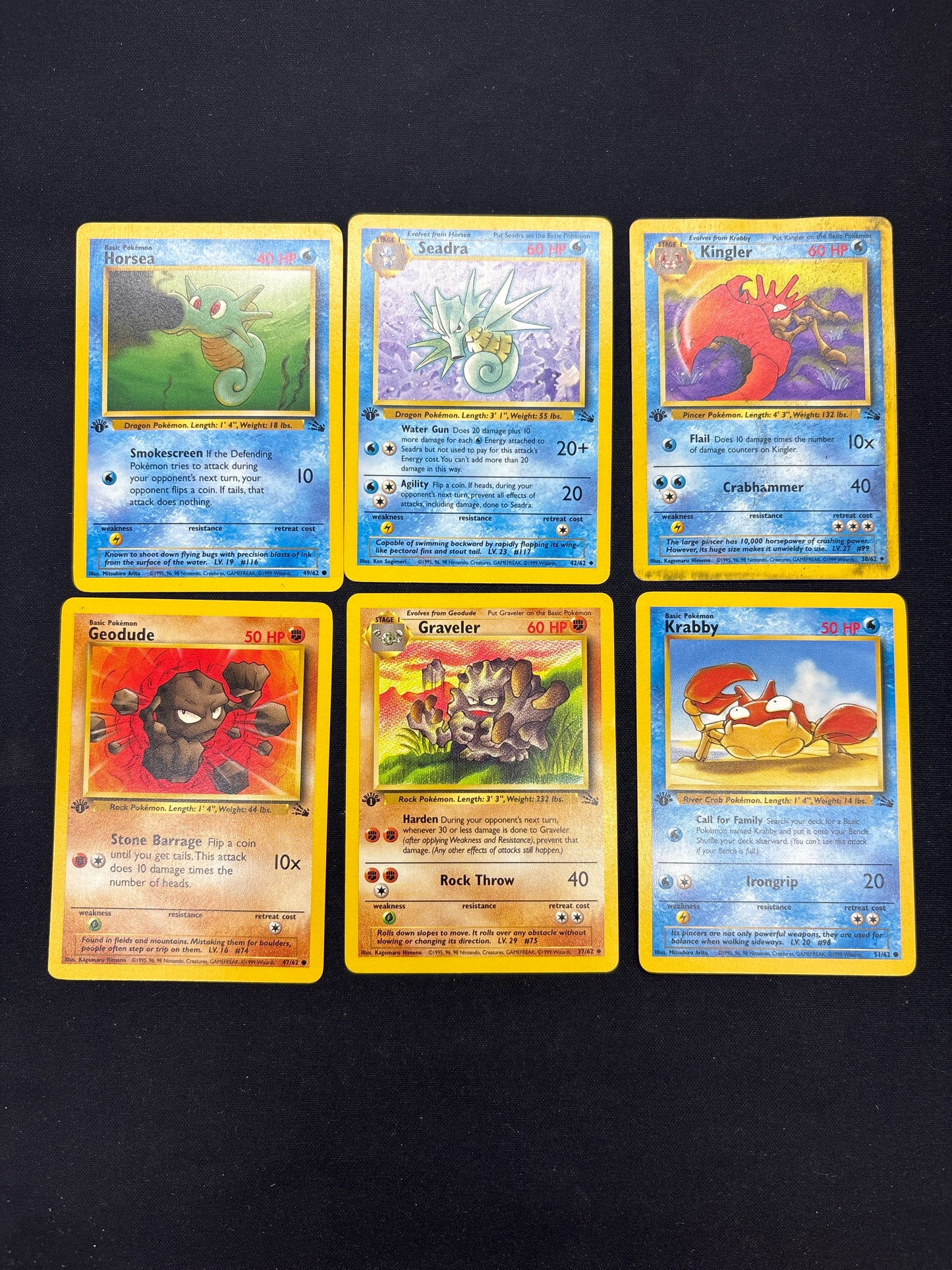 Auction Lot 117: Pokemon Cards Lot of 6 Assorted 1st Edition Fossil Conditions Vary