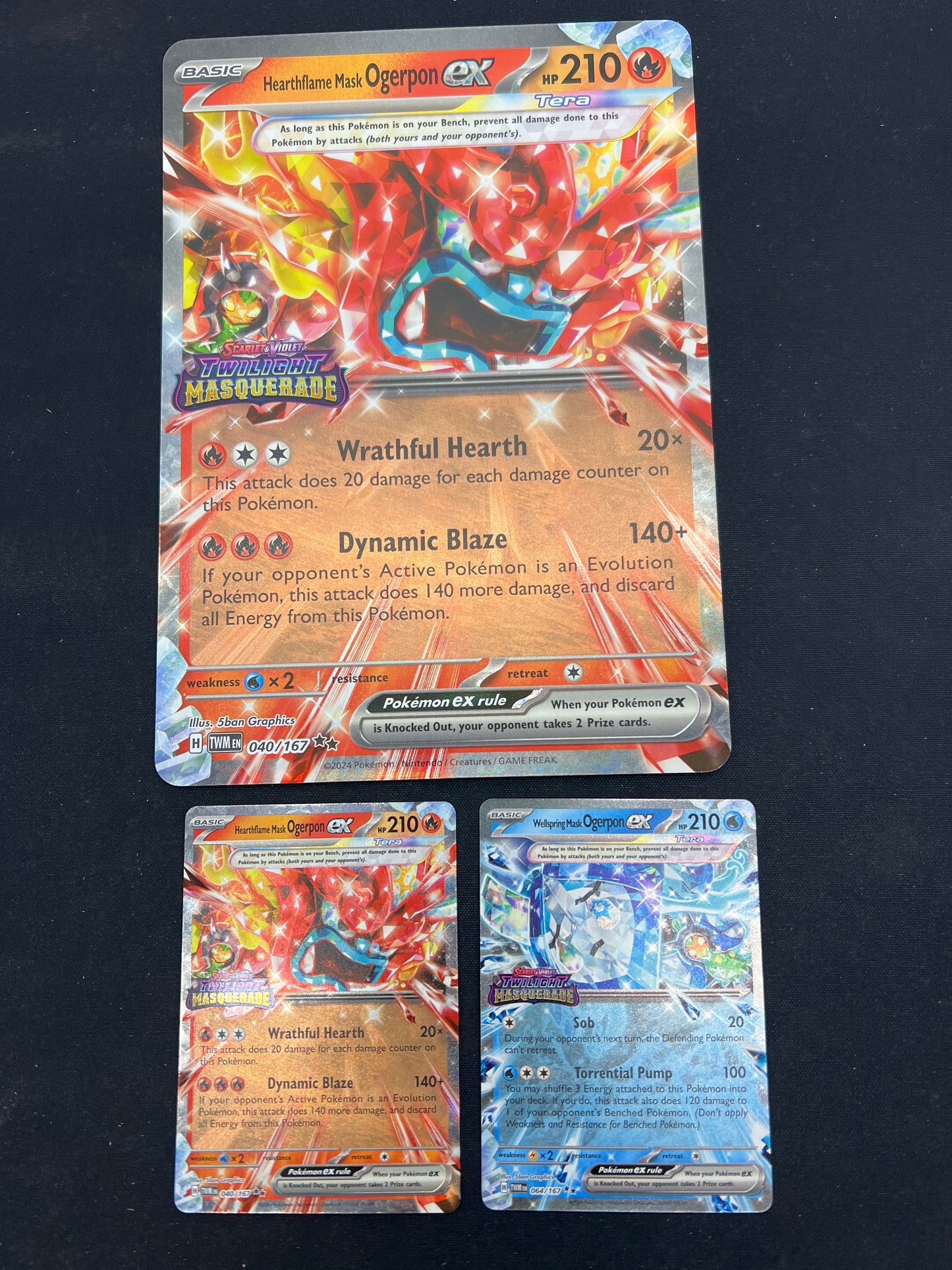 Auction Lot 214: Pokemon Cards Lot of 3 Ogerpon EX & Jumbo SV Conditions Vary