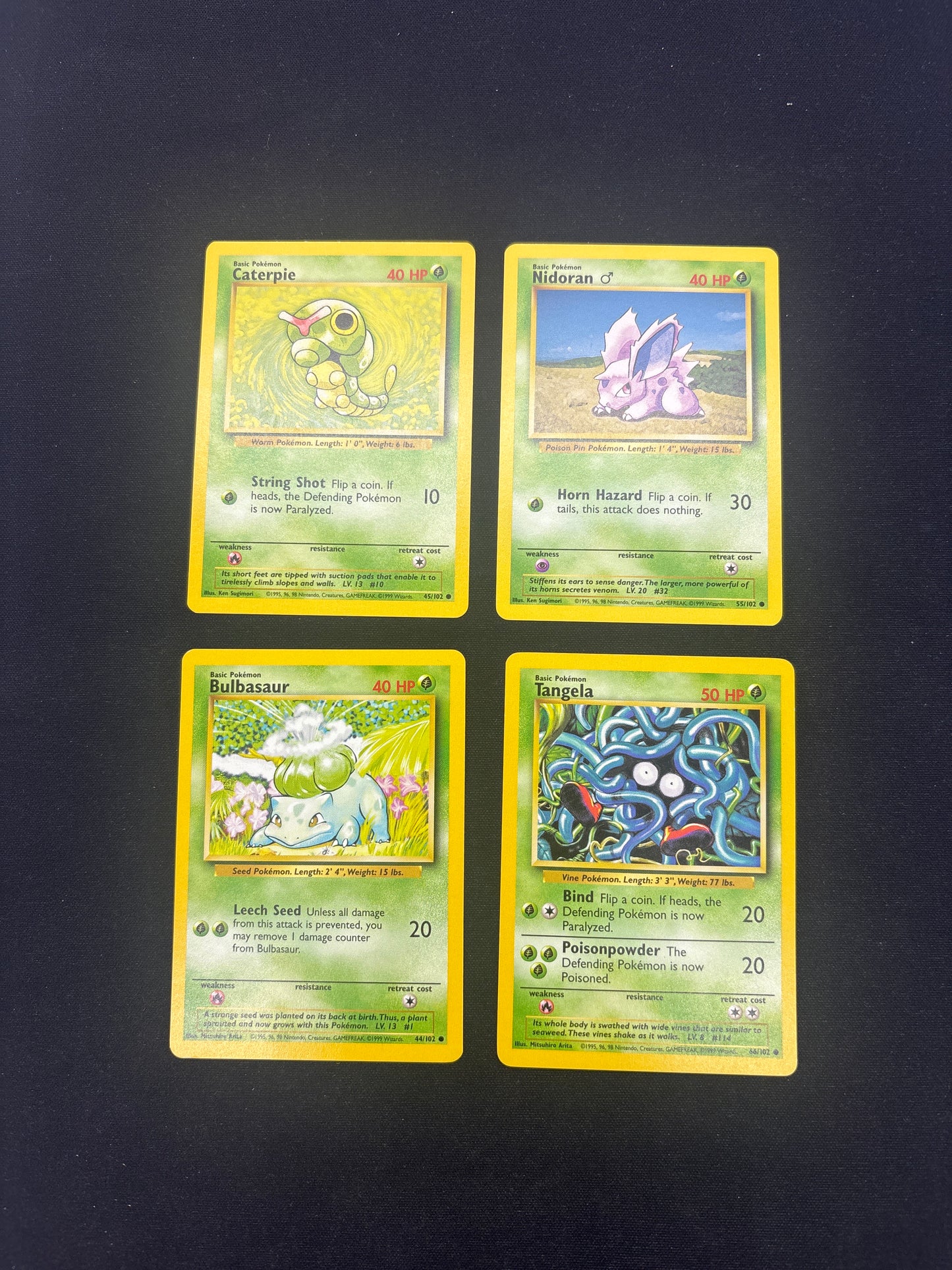 Auction Lot 48: Pokemon Cards Lot of 4 Grass Type Base Set Conditions Vary