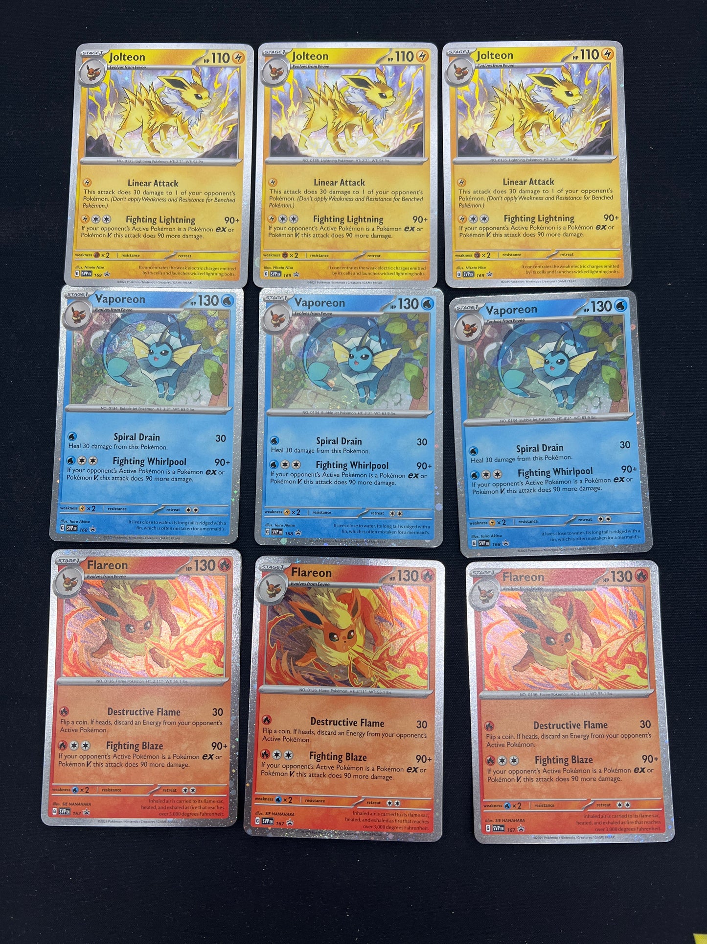 Auction Lot 73: Pokemon Cards Assorted Lot of 9 Eeveelution Cosmo Foil Conditions Vary