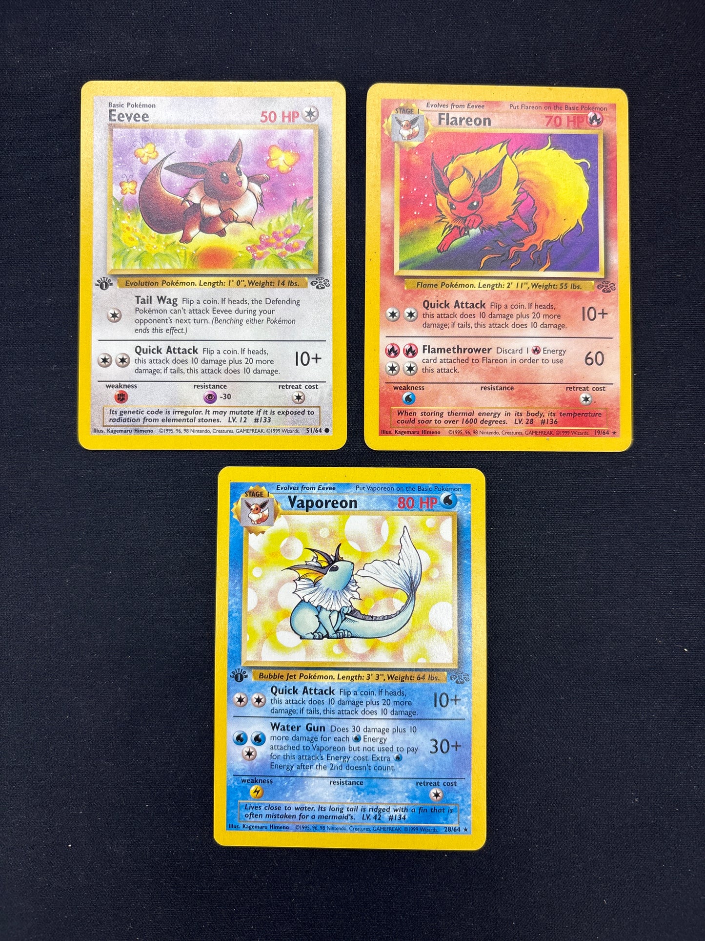 Auction Lot 111: Pokemon Cards Lot of 3 Assorted 1st Edition & Unlimited Jungle Conditions Vary