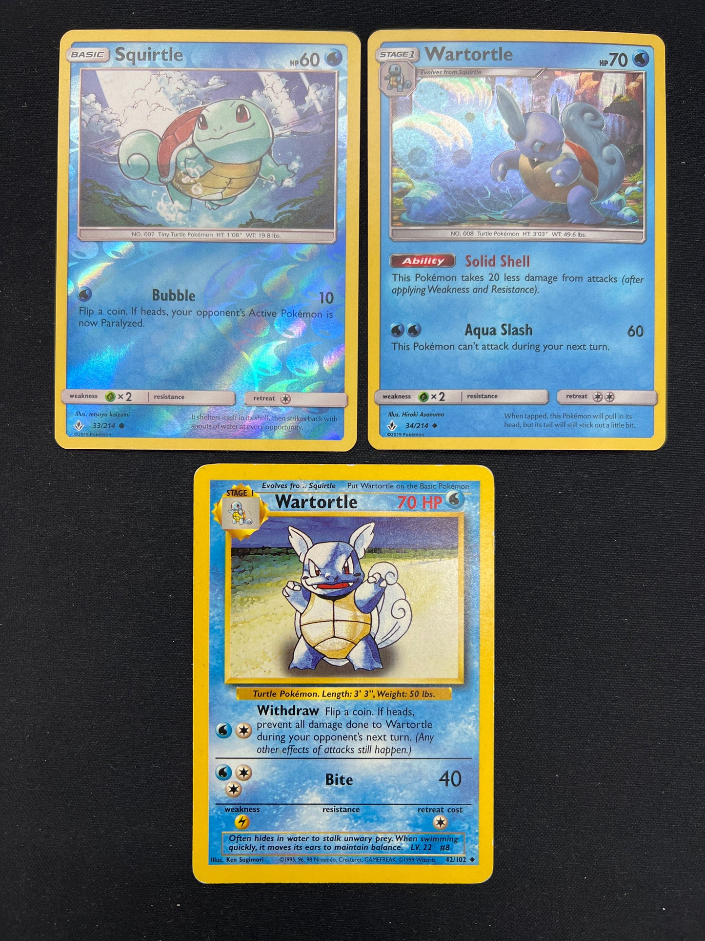 Auction Lot 461: Pokemon Cards Lot of 3 Squirtle & Wartortle SM & WOTC Conditions Vary