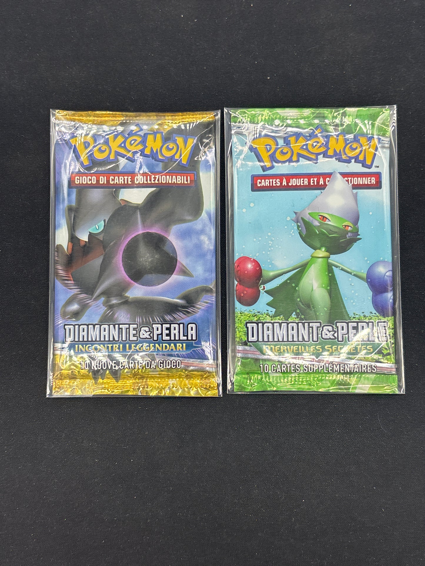 Auction Lot 1: Pokemon Cards Diamond and Pearl Legends Awakened (Italian) & Secret Wonders (French) Sealed Packs