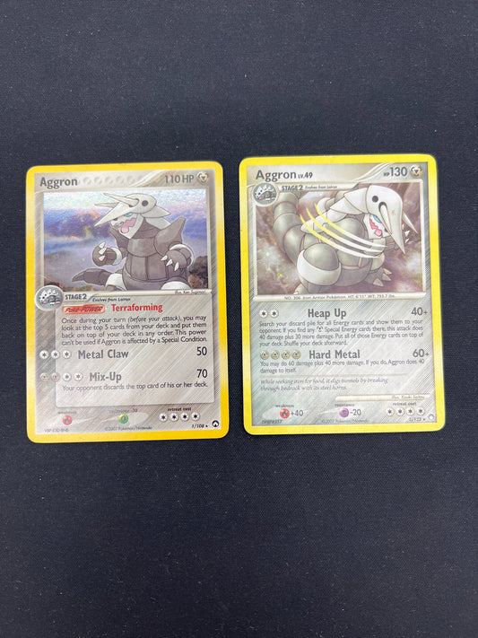 Auction Lot 419: Pokemon Cards Lot of 2 Aggron Mid Era Holos Conditions Vary