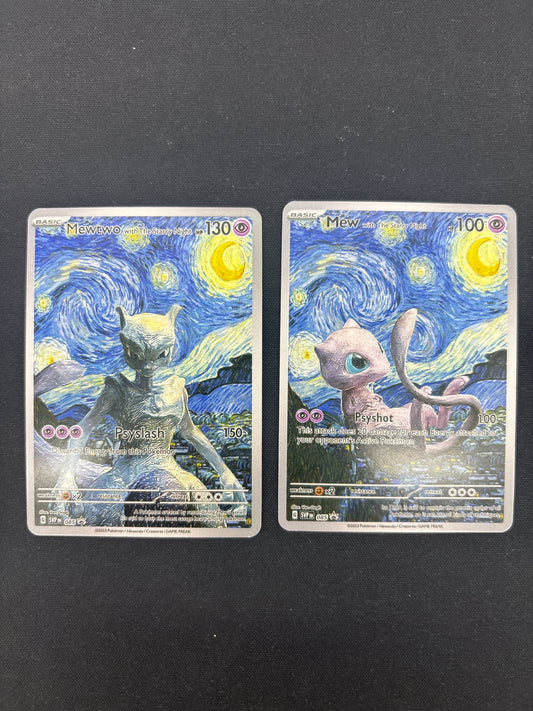 Auction Lot 332: Pokemon Cards (CUSTOM) Lot of 2 Mew & Mewtwo Van Gogh Conditions Vary