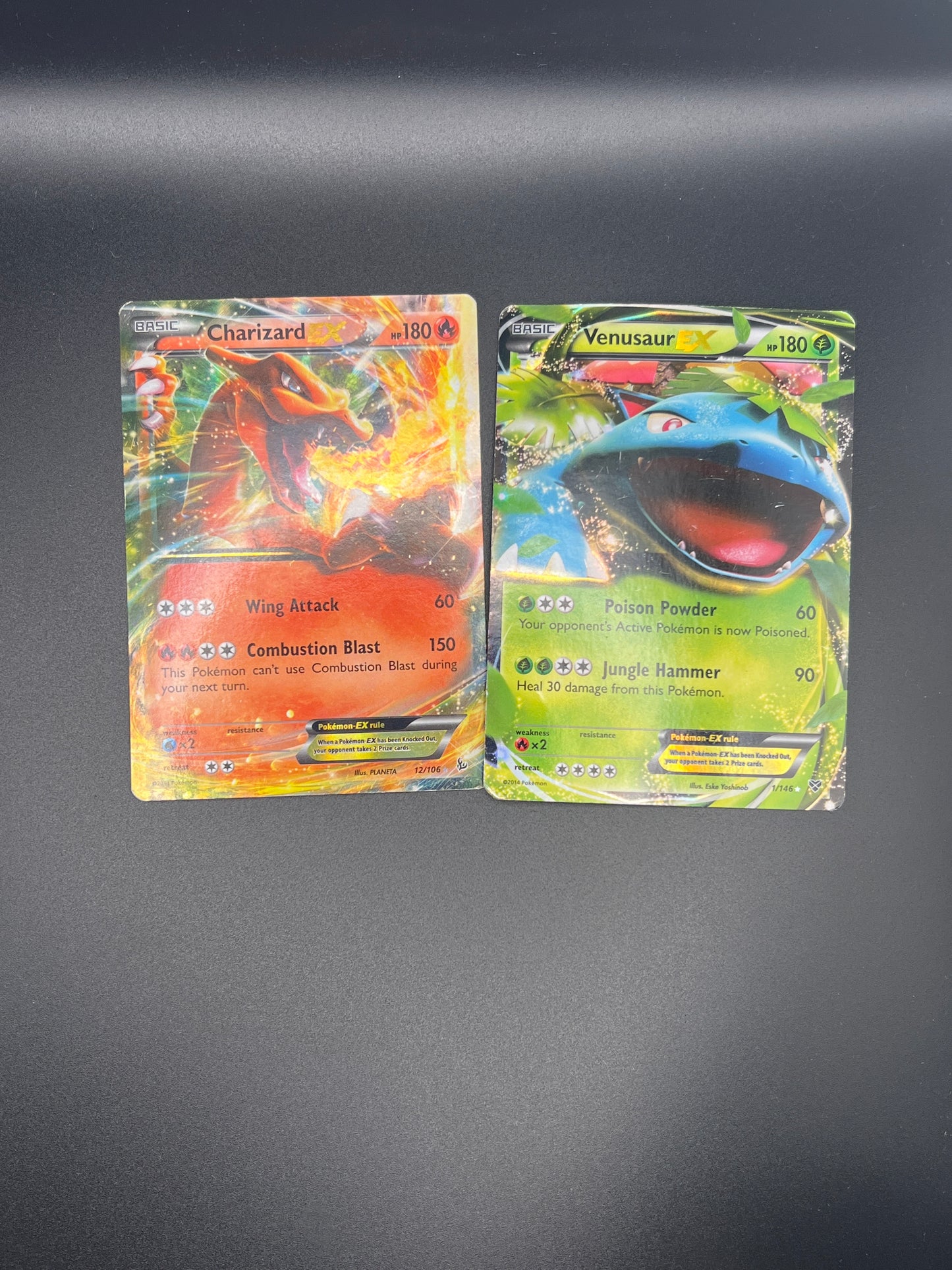 Auction Lot 304: Pokemon Cards Lot of 2 Venusaur Charizard EX Flashfire XY Base Conditions Vary