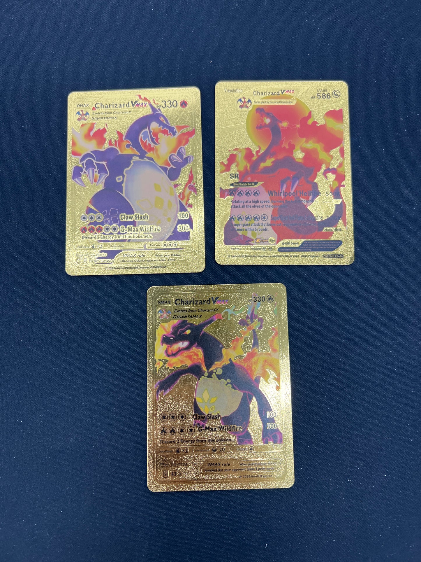 Auction Lot 389: Pokemon Cards CUSTOM Lot of 3 Gold Charizard