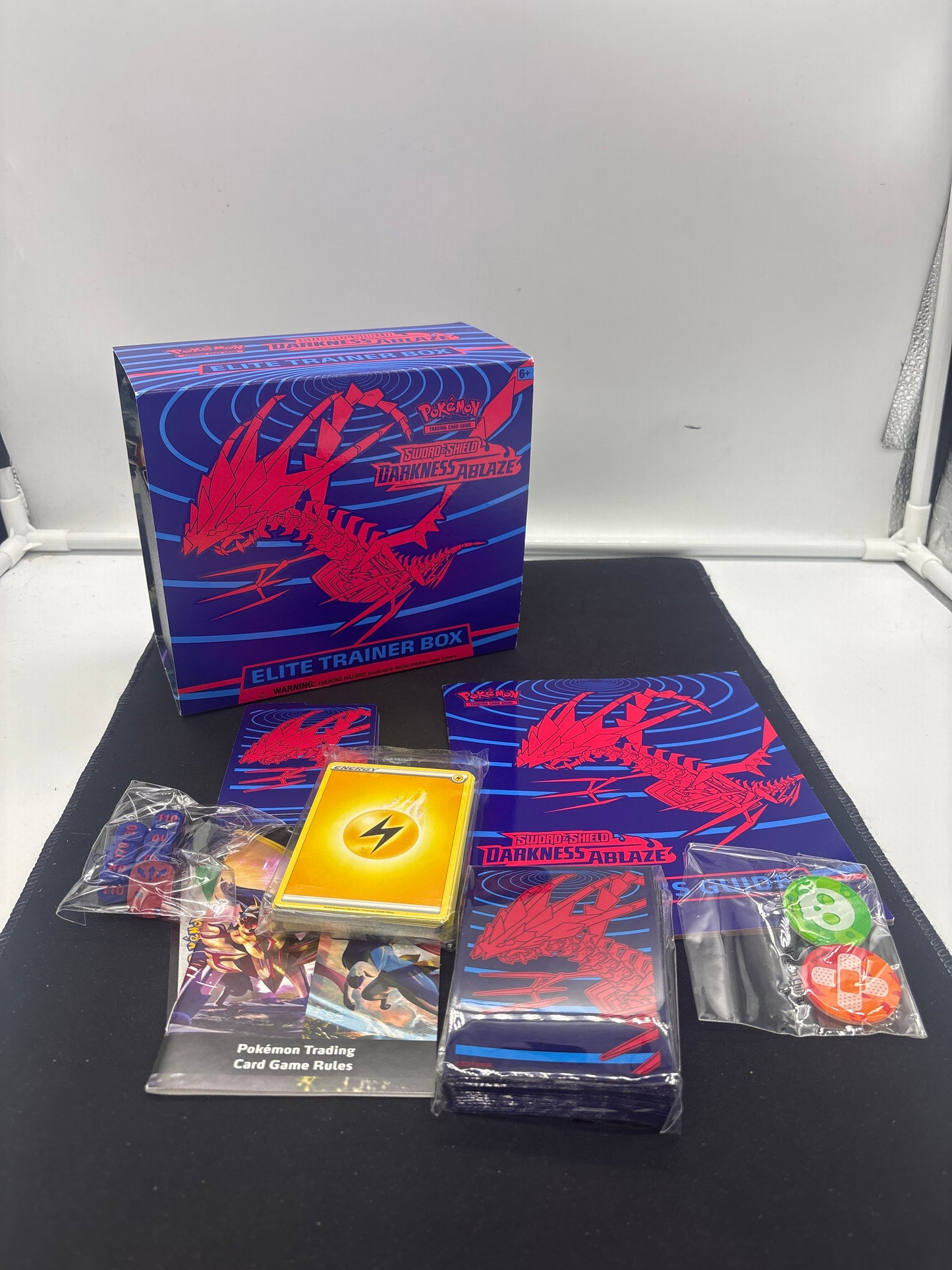 Auction Lot 211: Pokémon Darkness Ablaze Empty ETB With Accessories