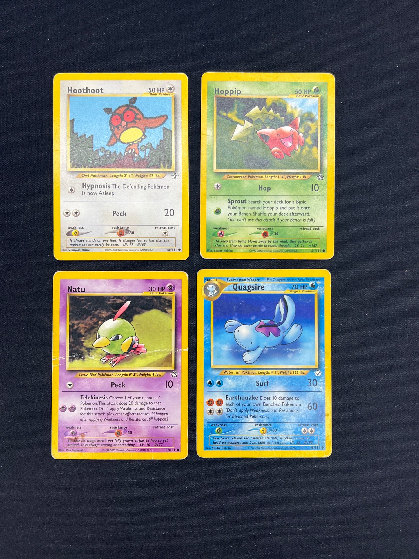 Auction Lot 40: Pokemon Cards Lot of 4 WOTC Neo Era Commons Uncommons Conditions Vary