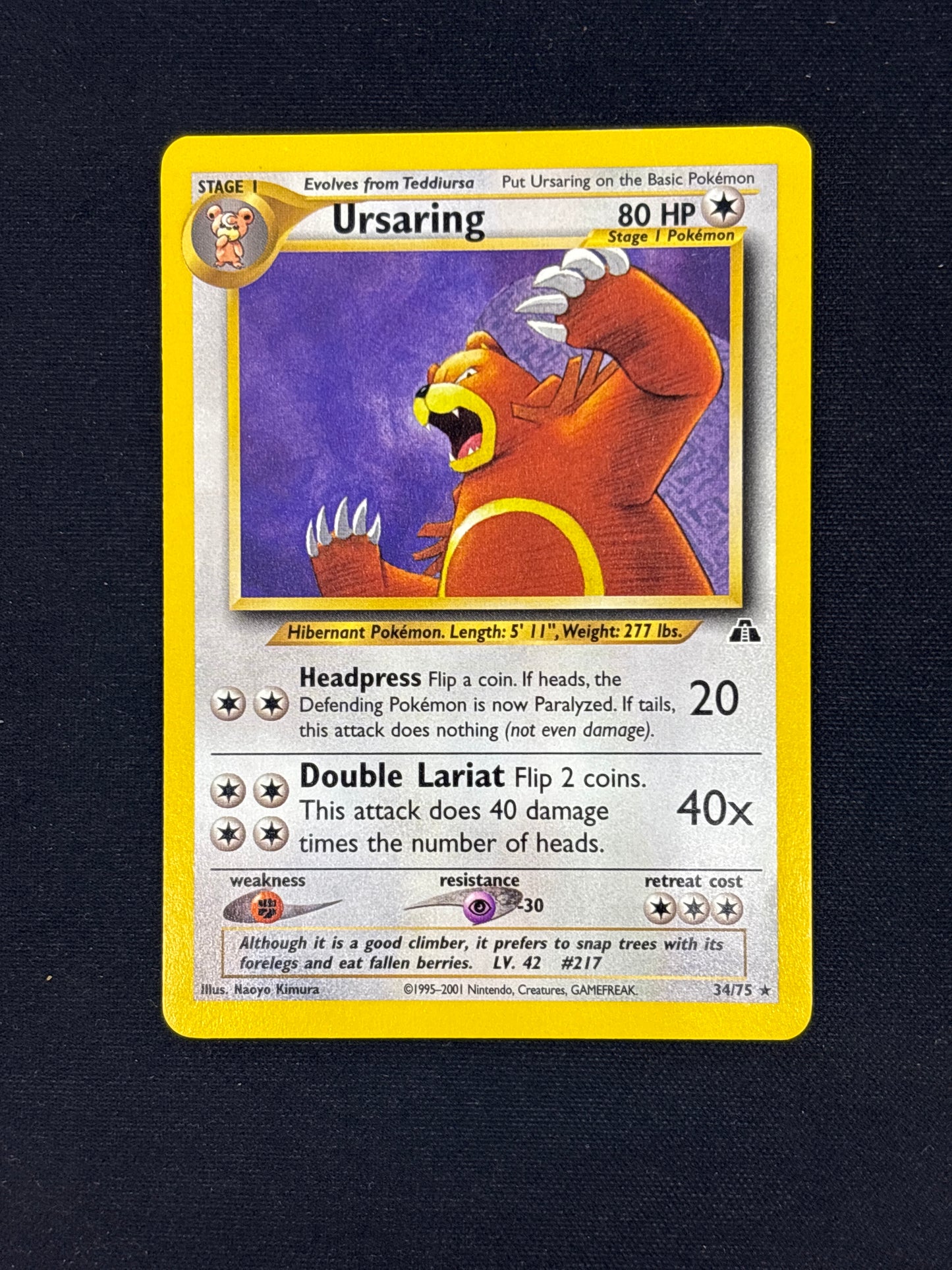 Auction Lot 43: Ursaring Pokemon Neo Discovery Card Conditions Vary