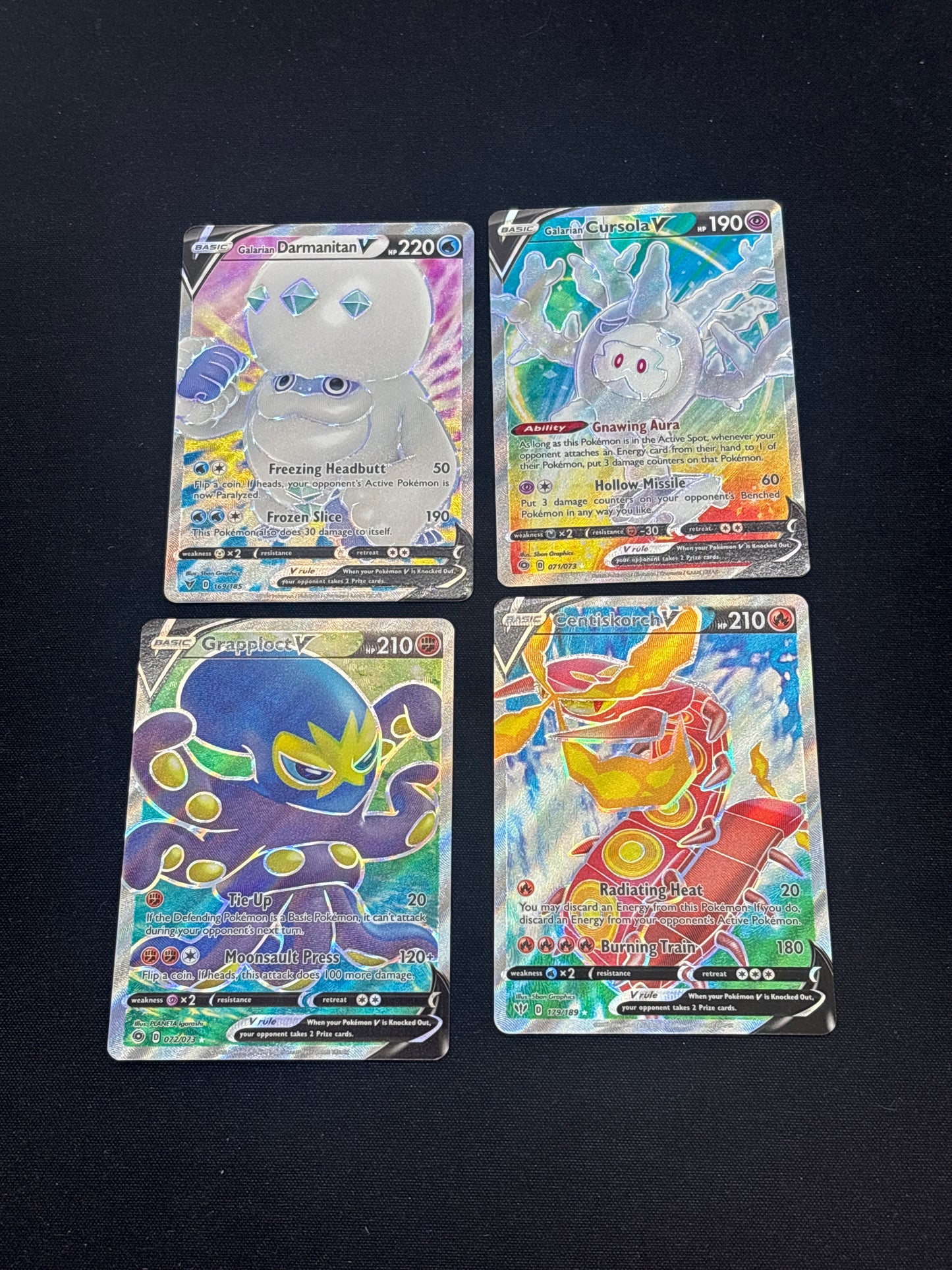 Auction Lot 264: Pokemon Cards Lot of 4 Full Art V's Conditions Vary