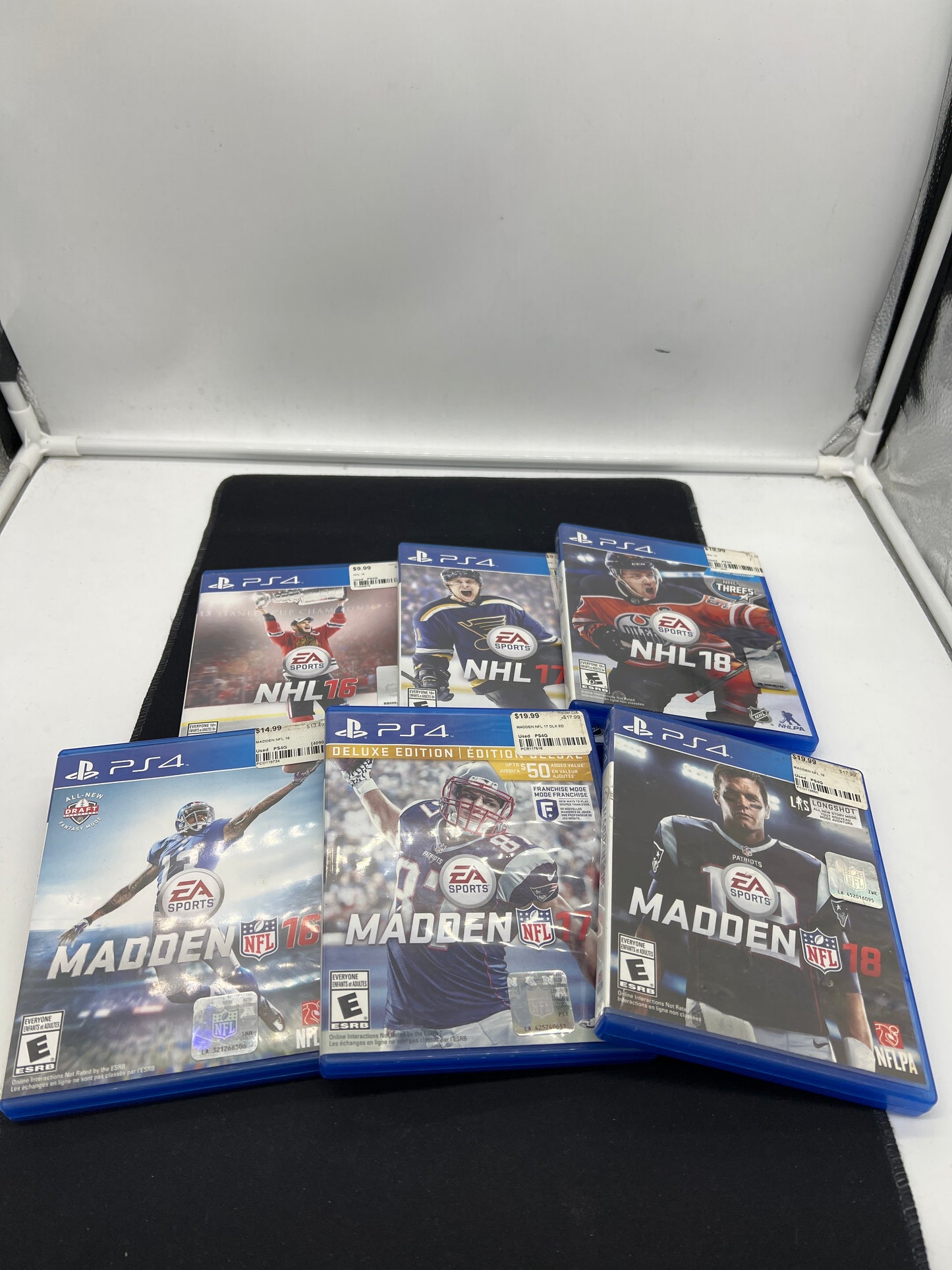 Auction Lot 148: PS4 Video Game Lot of 6 Madden 16 17 18 NHL 16 17 18