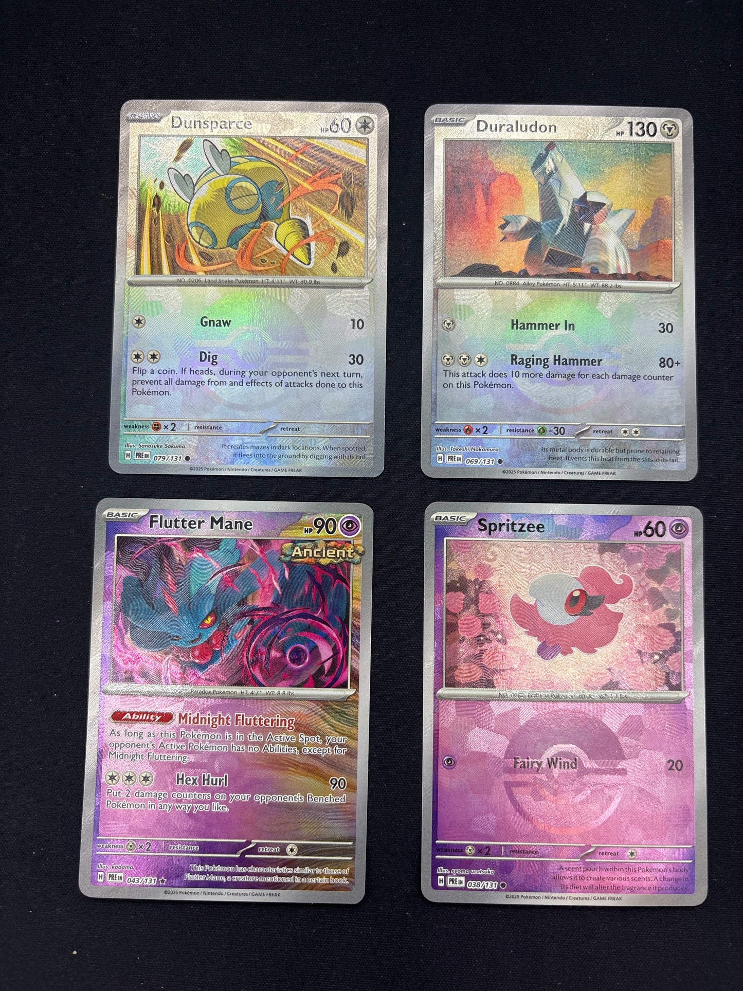 Auction Lot 257: Pokemon Cards Lot of 4 Assorted Pokeball Pattern Prismatic Evolutions Conditions Vary