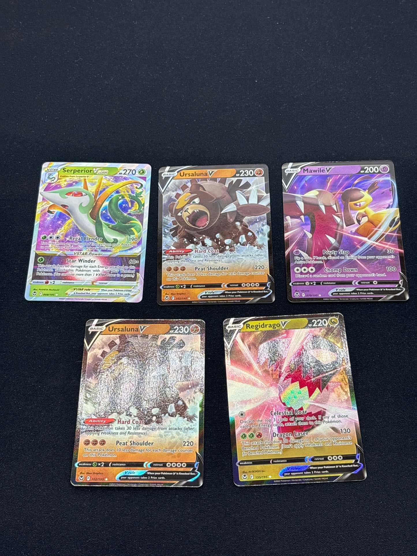 Auction Lot 148: Pokemon Cards Assorted Lot of 5 V Vstar Full Arts Silver Tempest Conditions Vary