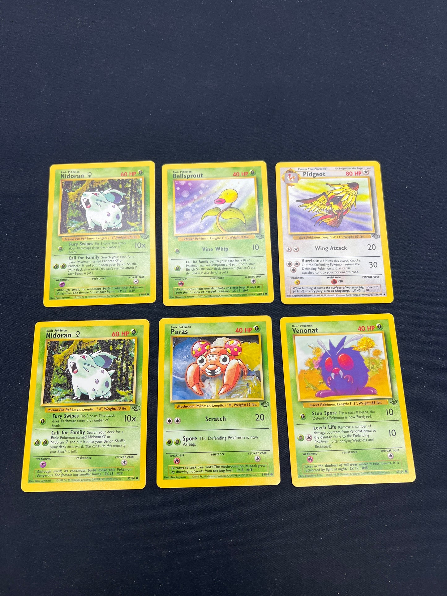 Auction Lot 155: Pokemon Cards Lot of 6 WOTC Jungle Non Holo Rares Commons Uncommons Conditions Vary