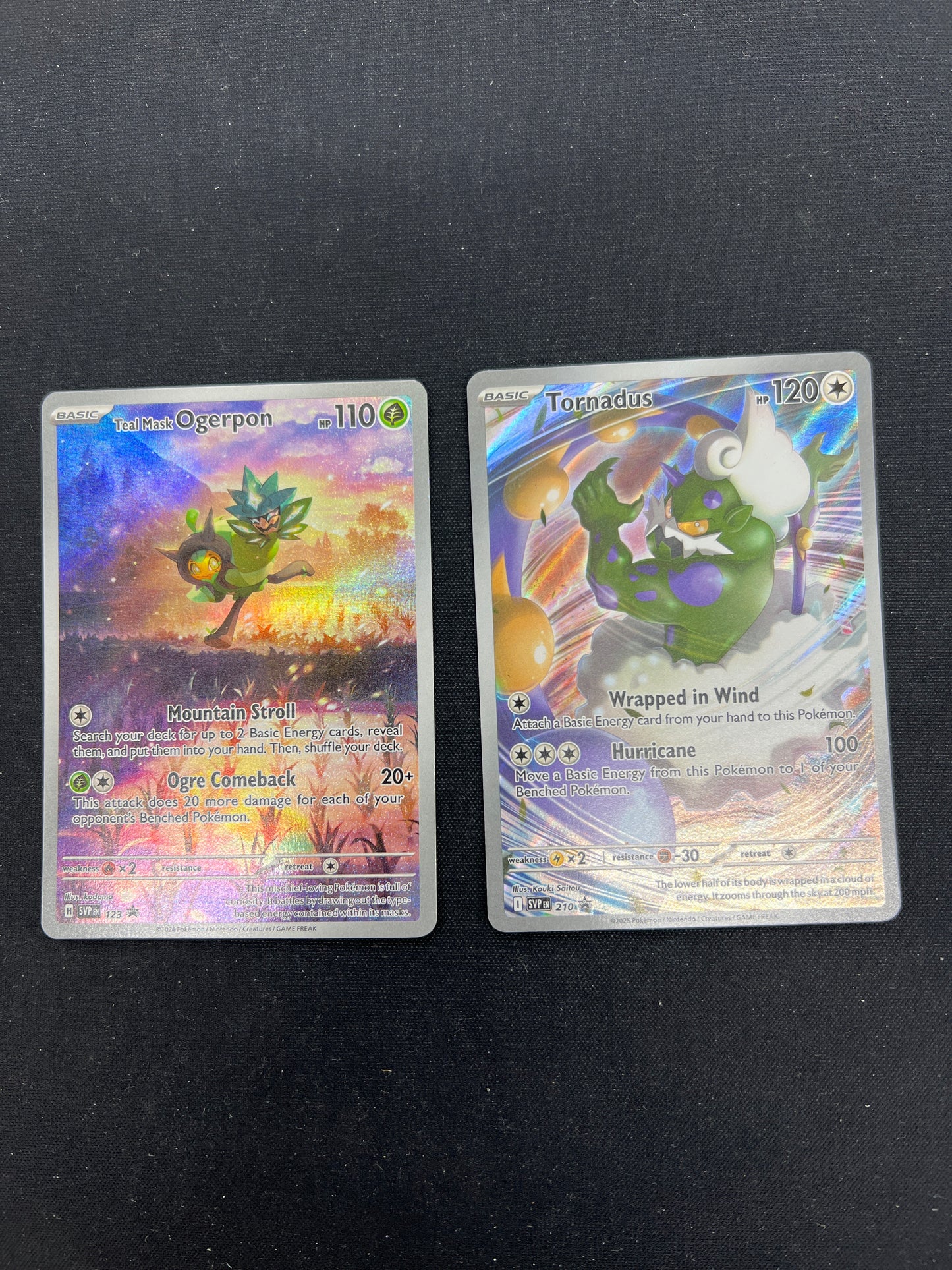 Auction Lot 312: Pokemon Cards Assorted Lot of 2 SV Era ETB Promo Tornadus Teal Mask Ogerpon Conditions Vary