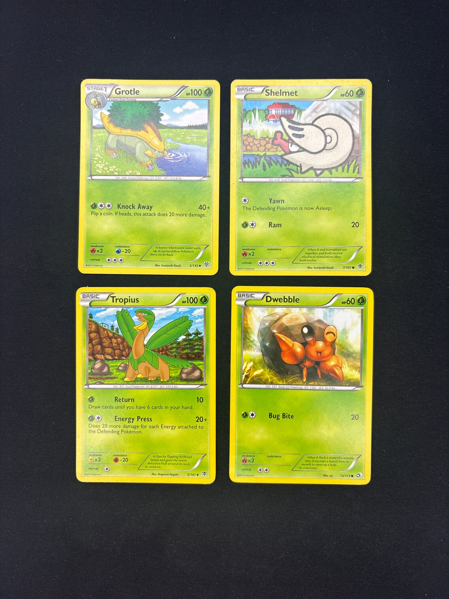 Auction Lot 367: Pokemon Cards Lot of 4 Assorted BW Era Grass Type Conditions Vary
