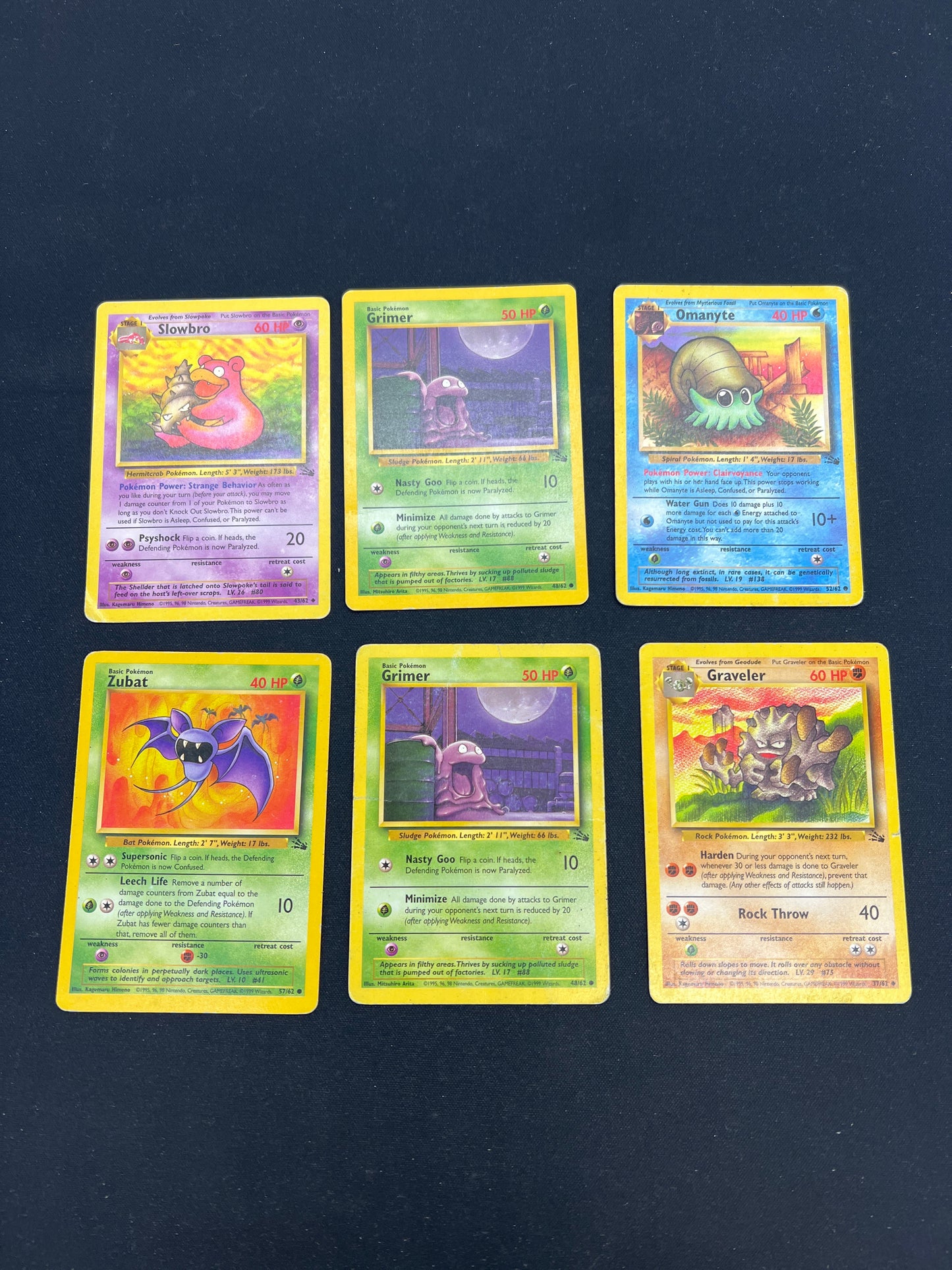 Auction Lot 166: Pokemon Cards Lot of 6 WOTC Fossil Commons Uncommons Conditions Vary