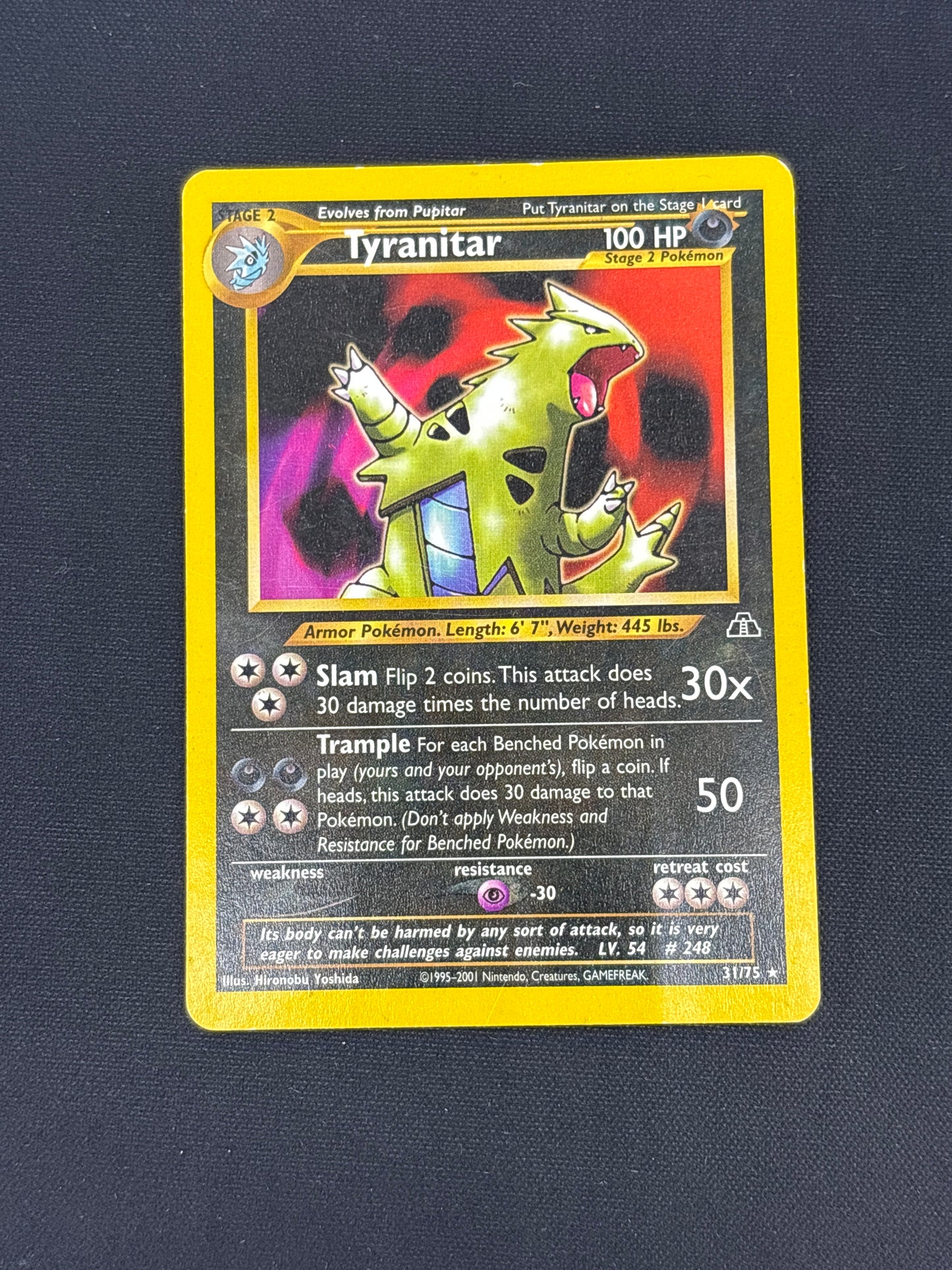 Auction Lot 18: Tyranitar Non Holo Rare Pokemon Neo Discovery Card Conditions Vary