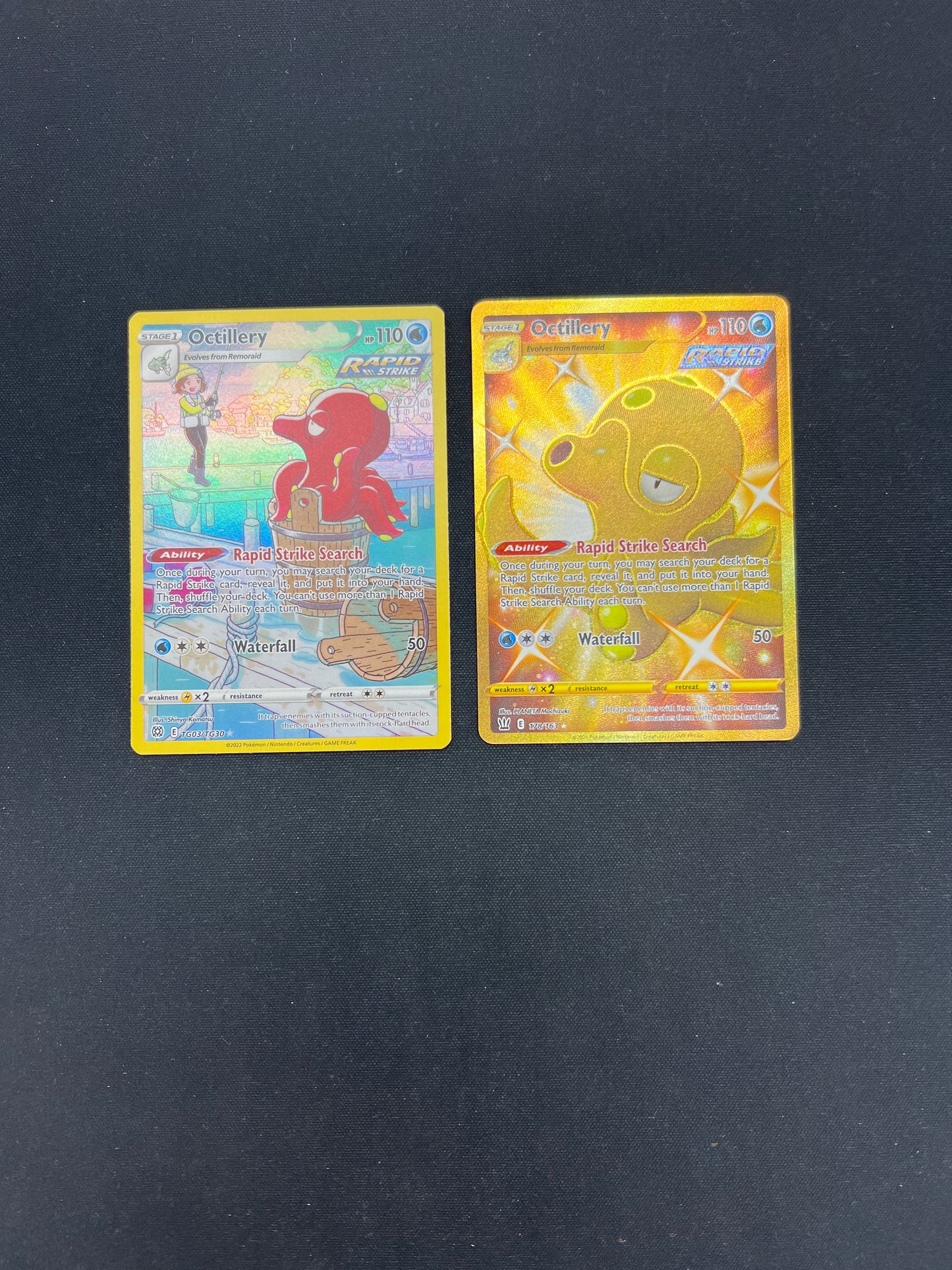 Auction Lot 232: Pokemon Cards Lot of 2 Octillery Trainer Gallery & Gold Conditions Vary