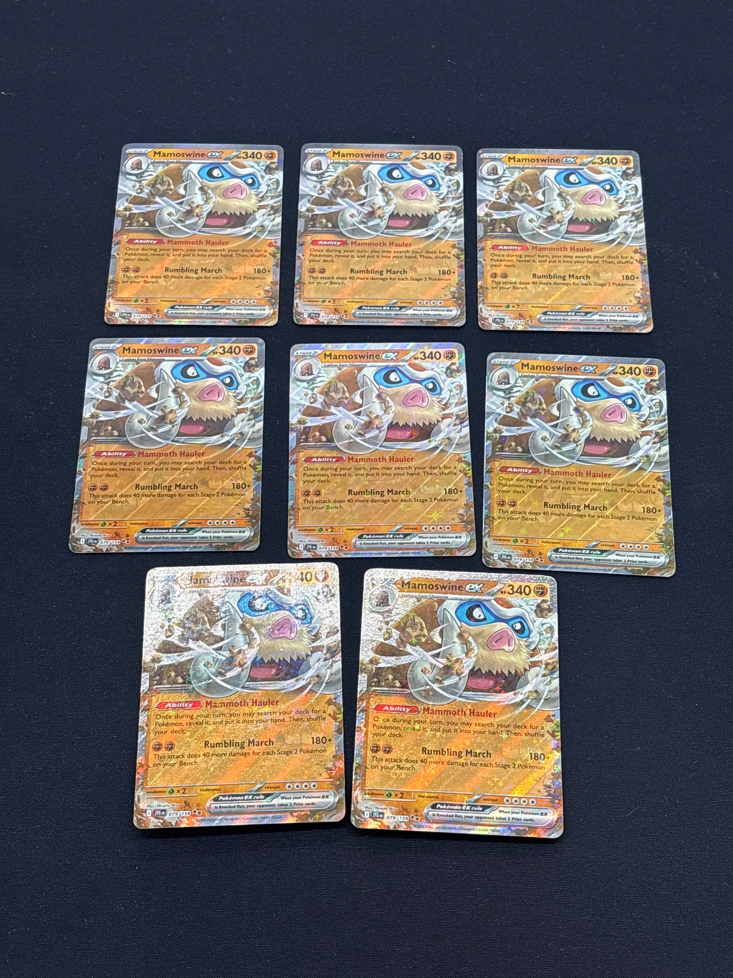 Auction Lot 132: Pokemon Cards Lot of 8 Mamoswine EX Journey Together Conditions Vary