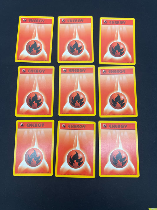 Auction Lot 54: Pokemon Cards Lot of 9 Fire Energy Base Set Conditions Vary