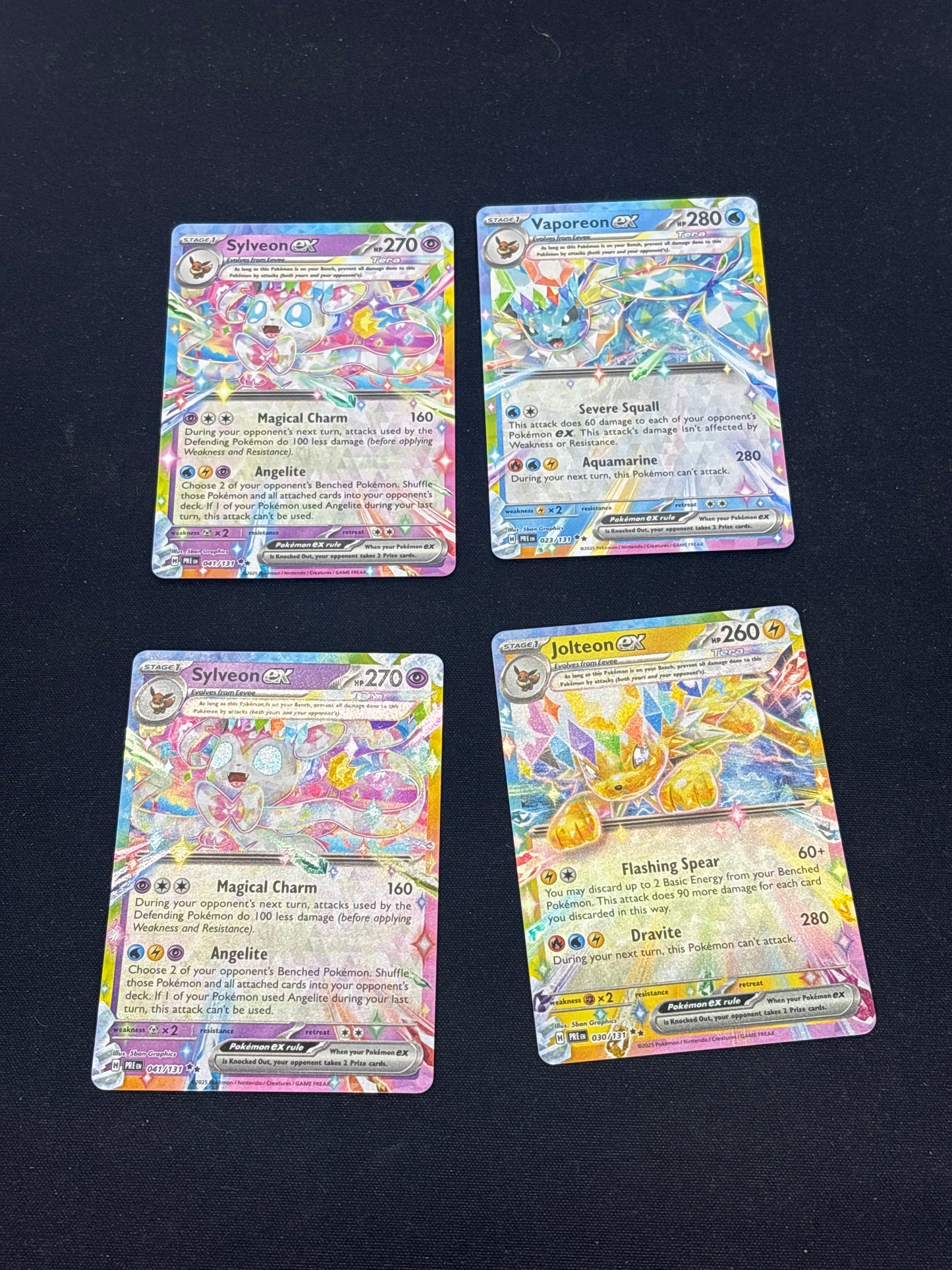 Auction Lot 386: Pokemon Cards Assorted Lot of 4 Eeveelution EX Ultra Rares Prismatic Evolutions Conditions Vary