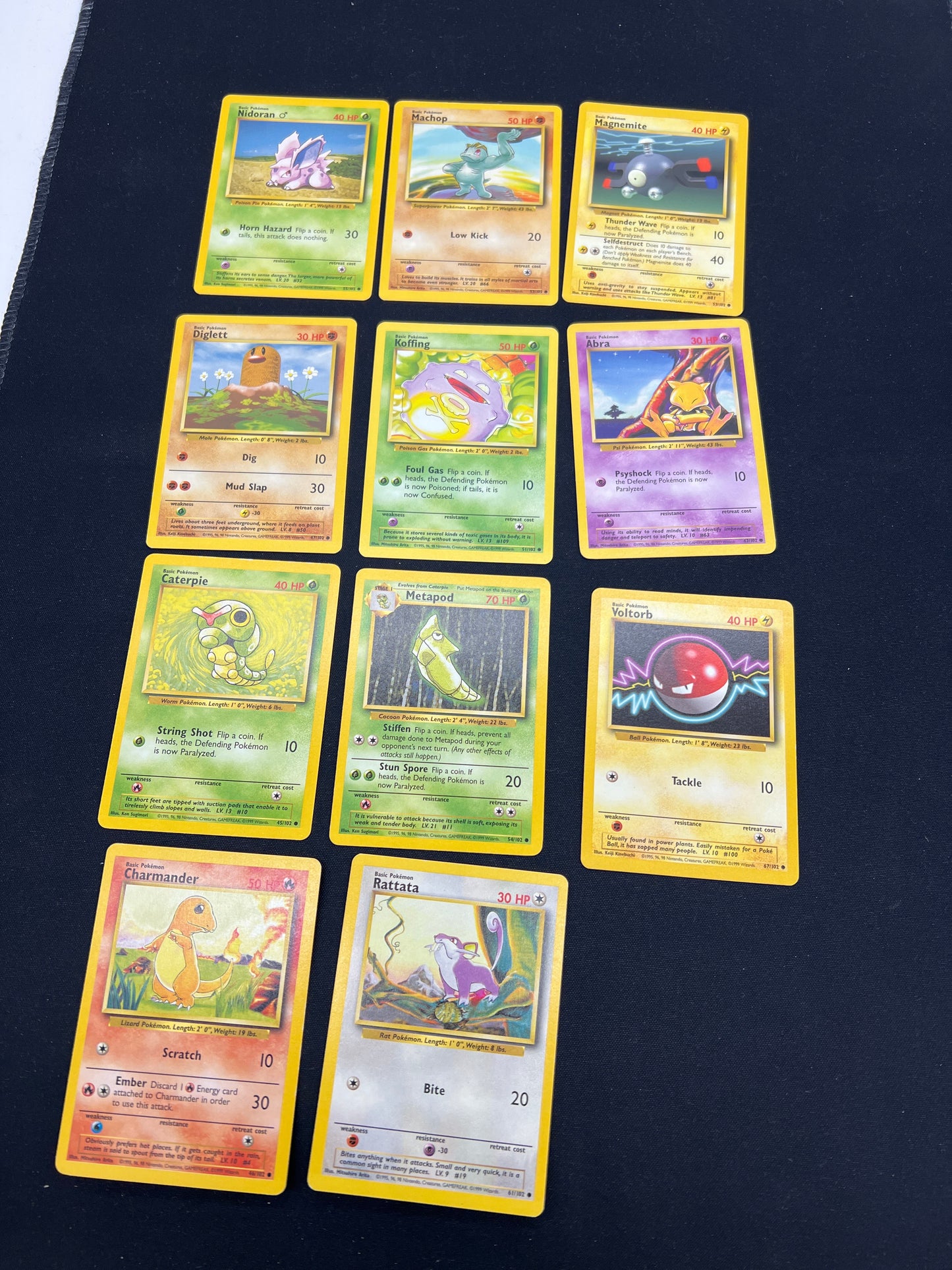Auction Lot 158: Pokemon Cards Lot of 11 WOTC Base Set Commons Conditions Vary