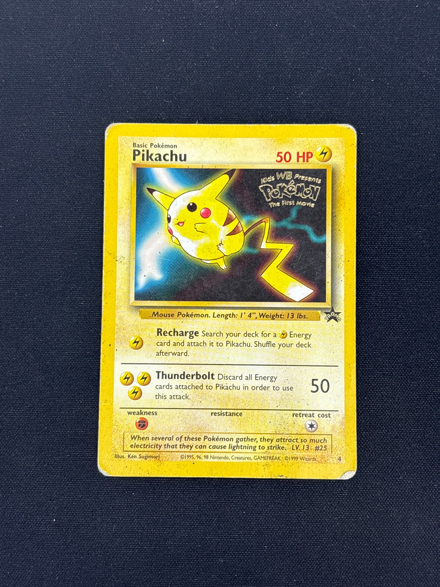 Auction Lot 41: Pokemon Card 1999 Pikachu Black Star Movie Promo Conditions Vary