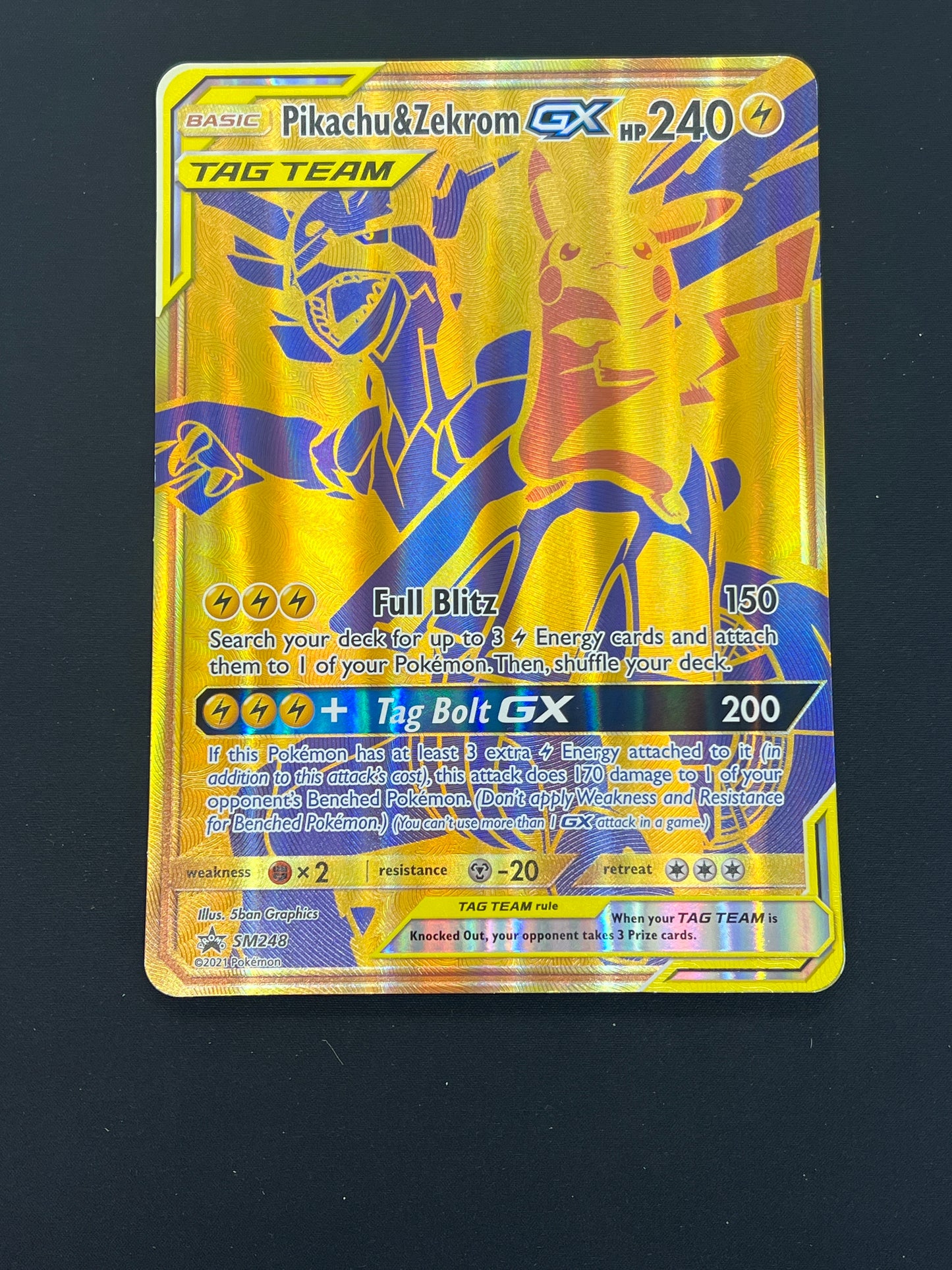 Auction Lot 120: Pokemon Cards Pikachu & Zekrom GX Jumbo Card Condition Vary