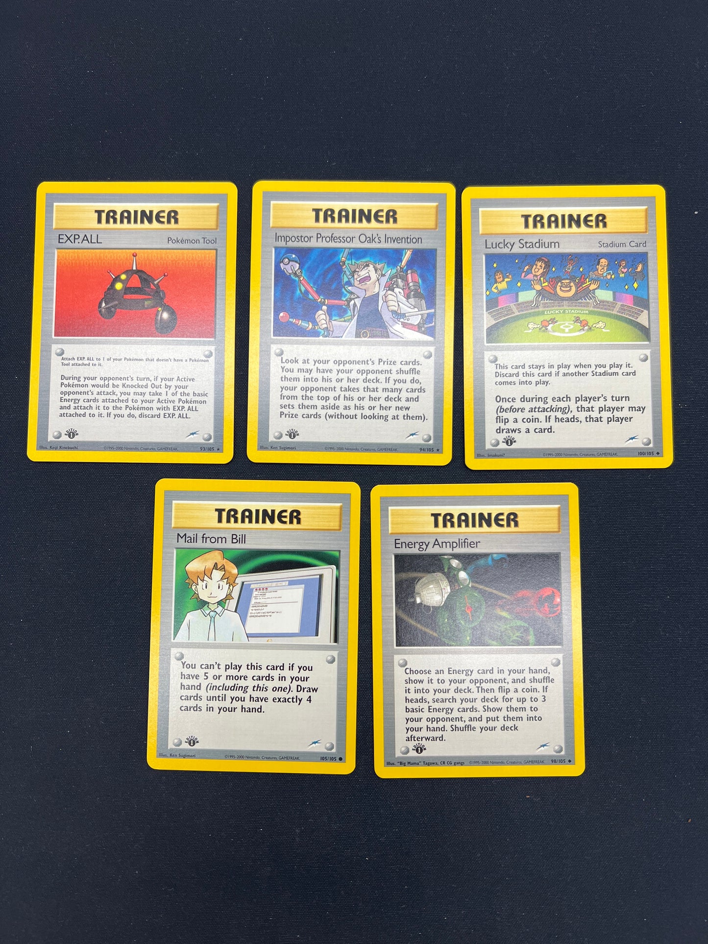 Auction Lot 12: Pokemon Cards Lot of 5 Assorted Trainer 1st Edition Neo Destiny Conditions Vary