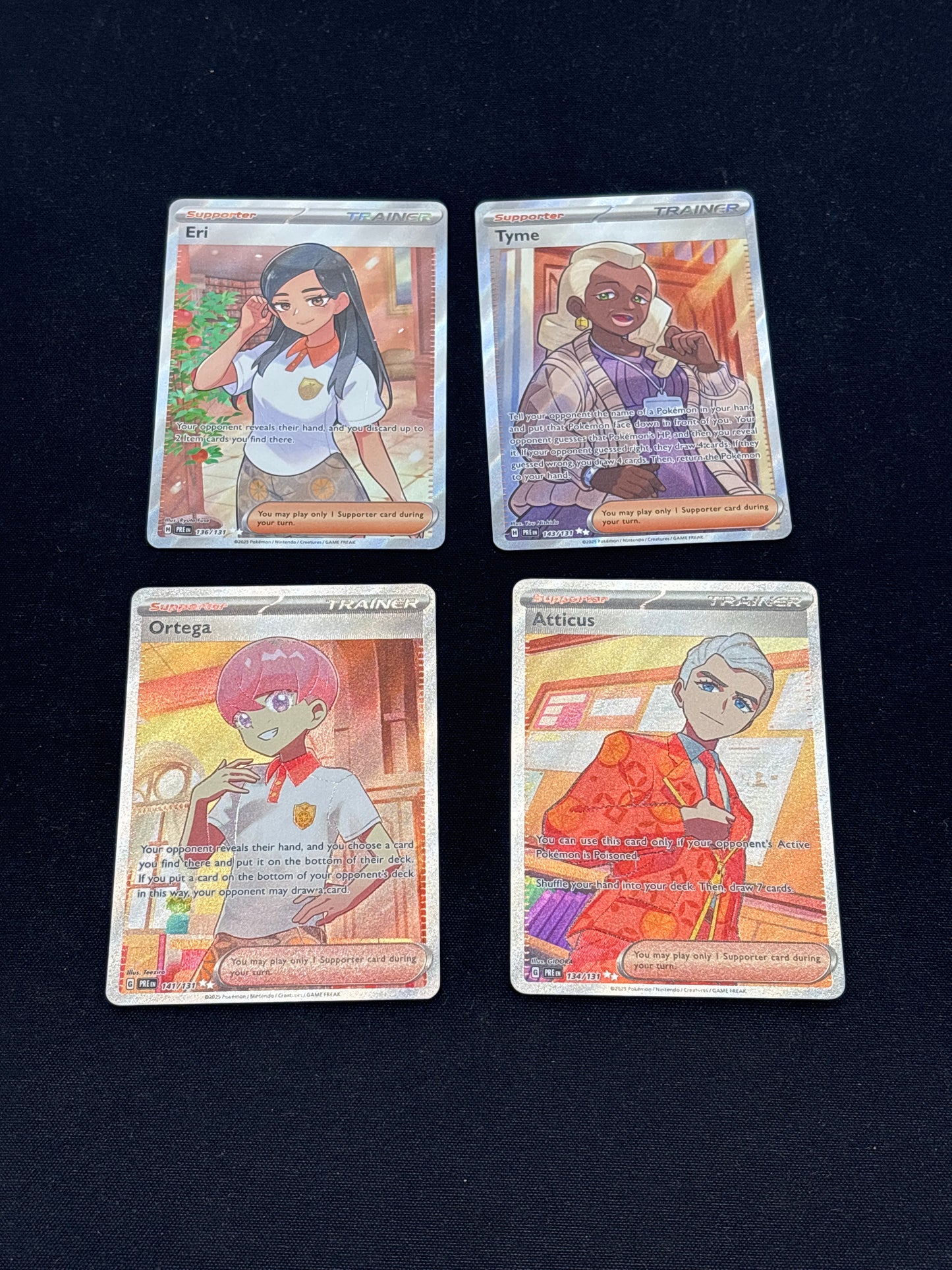 Auction Lot 237: Pokemon Cards Assorted Lot of 4 Full Art Trainers Prismatic Evolutions Conditions Vary Lot 3