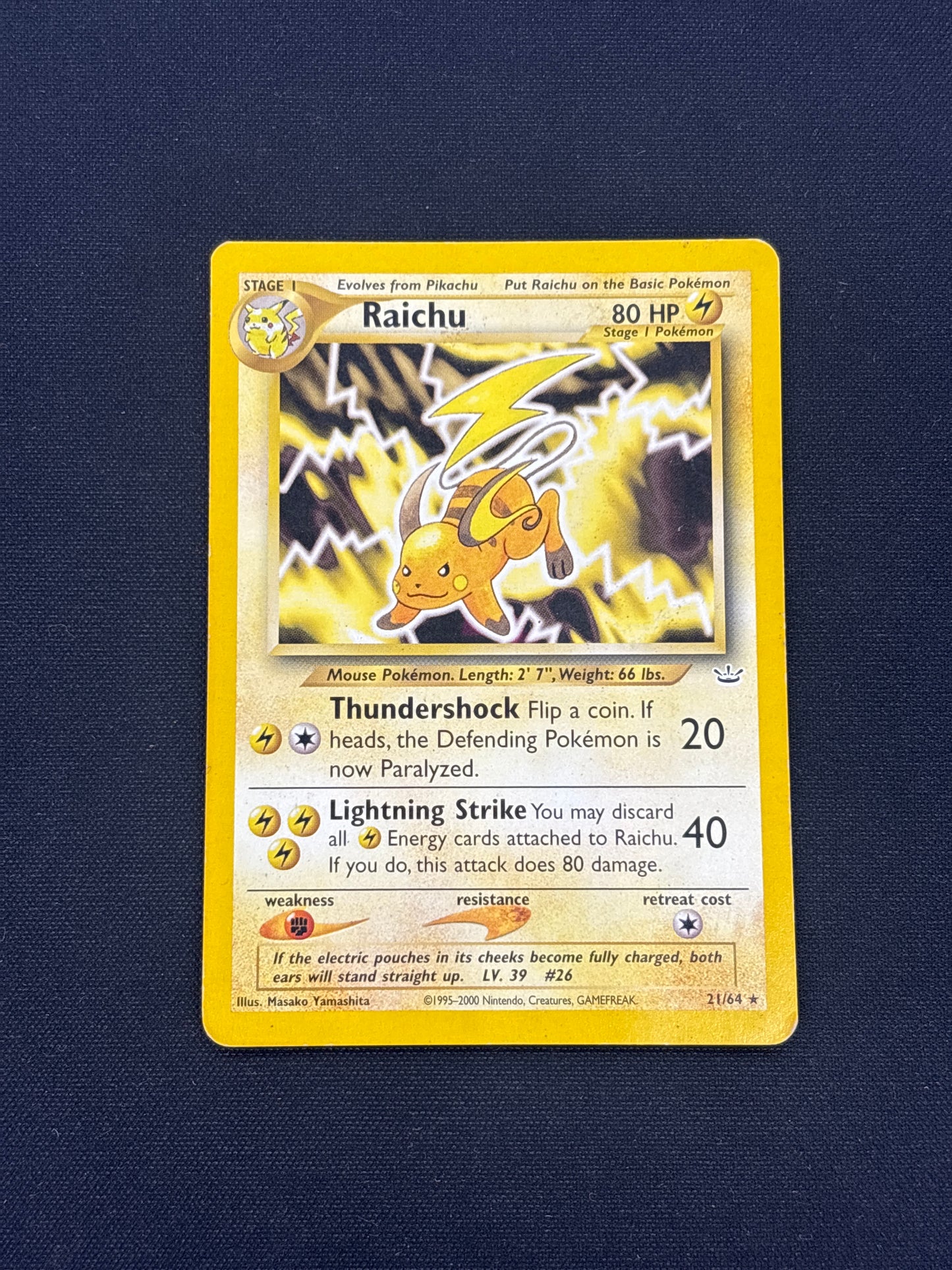 Auction Lot 127: Raichu Non Holo Rare Pokemon Neo Revelation Card Conditions Vary