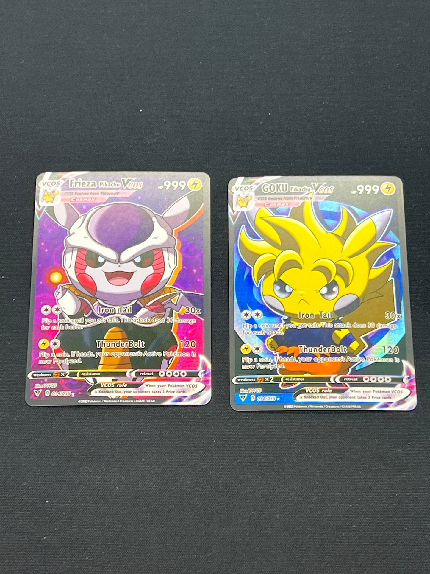 Auction Lot 160: Pokemon Cards CUSTOM Lot of 2 Frieza & Goku Pikachu Poncho Conditions Vary