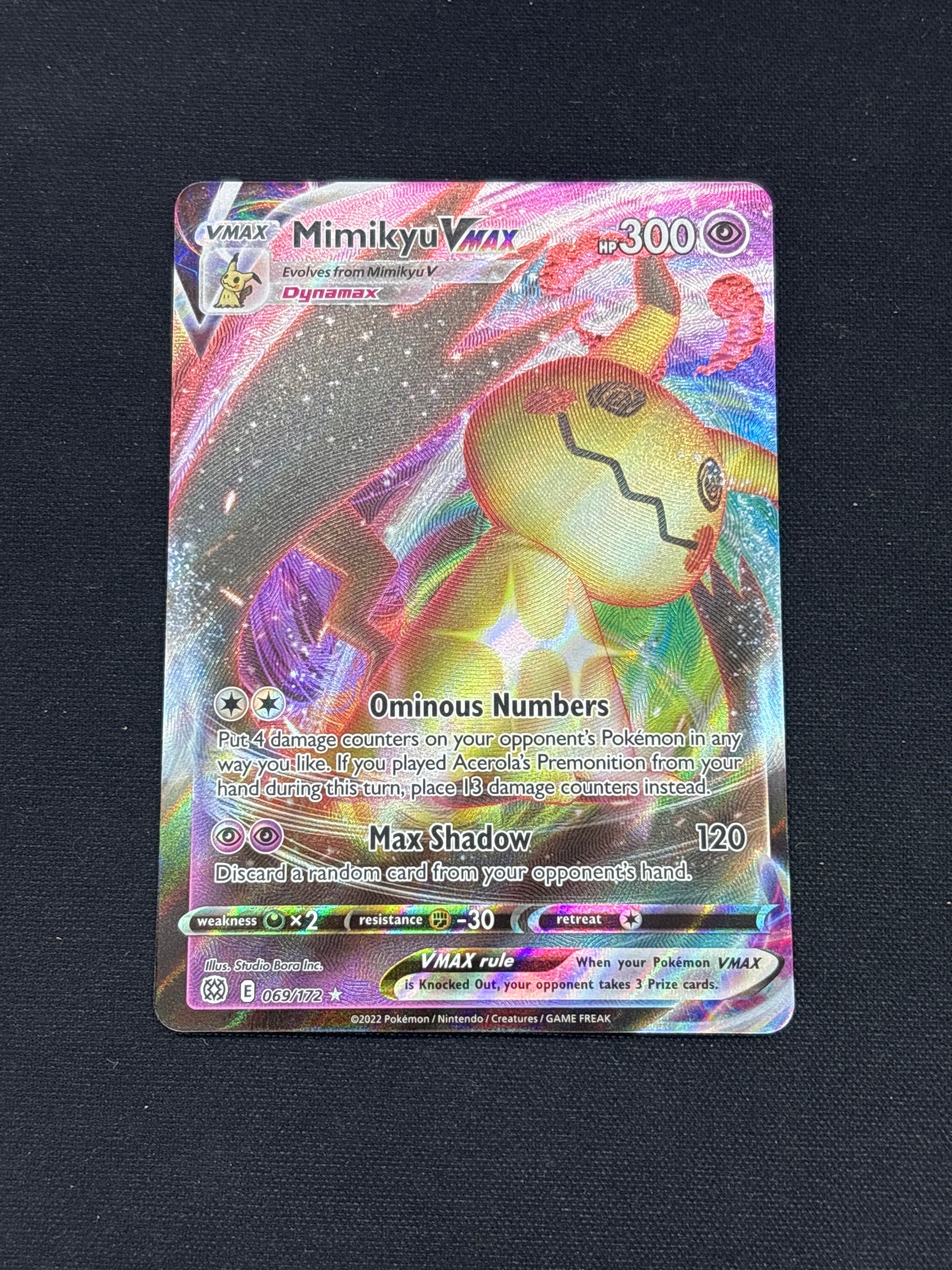 Auction Lot 228: Pokemon Card Mimikyu VMAX Brilliant Stars Conditions Vary
