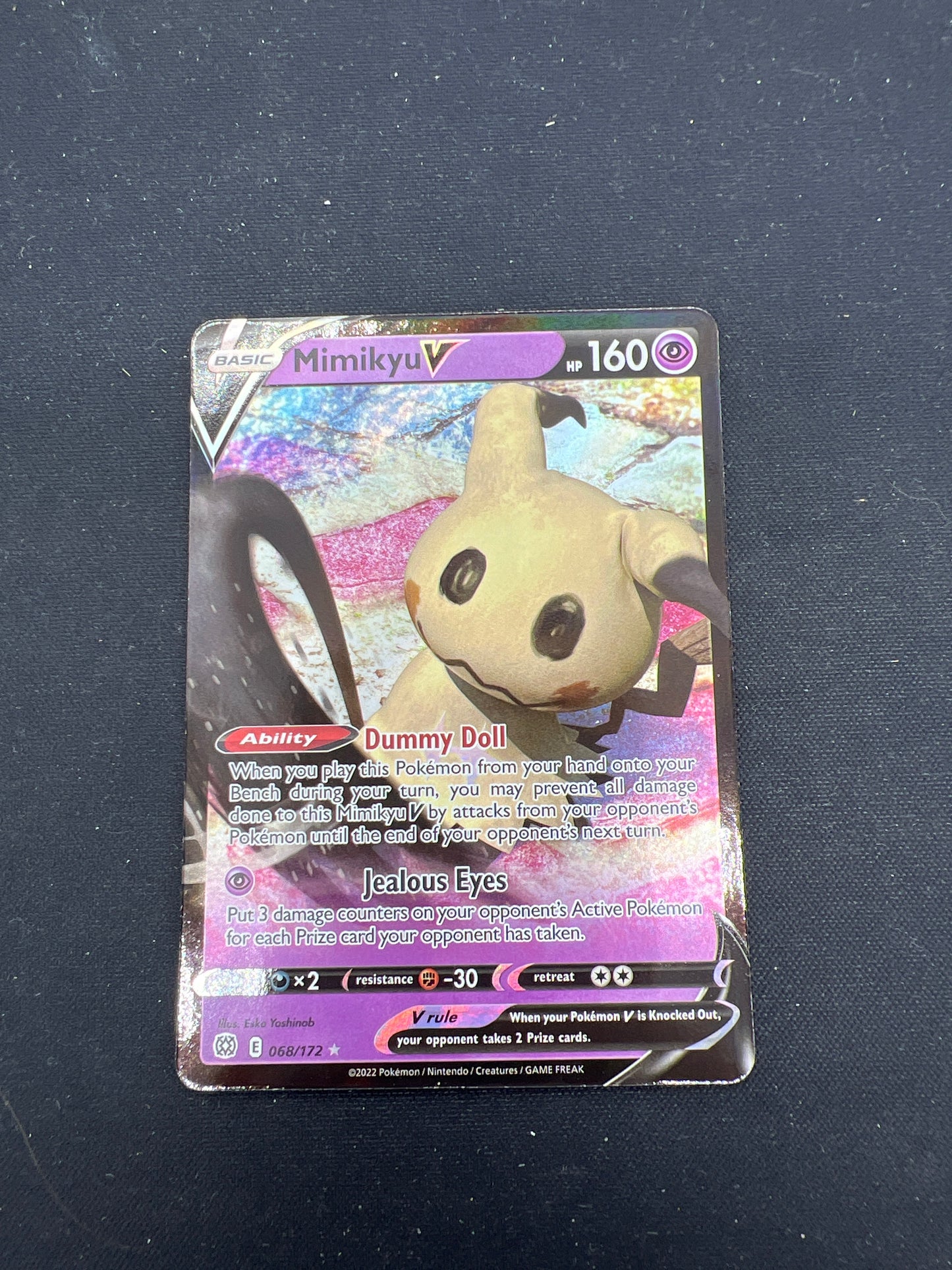 Auction Lot 163: Pokemon Cards Mimikyu V Ultra Rare SWSH Brilliant Stars Conditions Vary