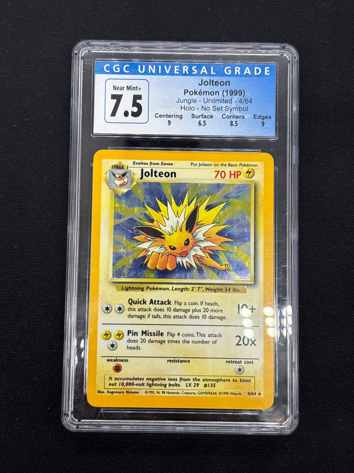 Auction Lot 21: CGC 7.5 Jolteon No Symbol Error Japanese Holo Jungle