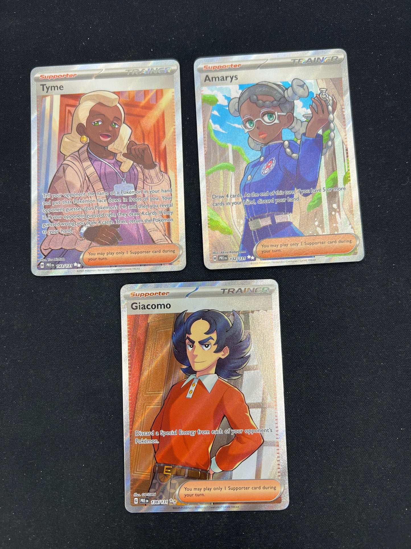 Auction Lot 255: Pokemon Cards Prismatic Evolutions Lot of 3 Full Art Trainers Conditions Vary