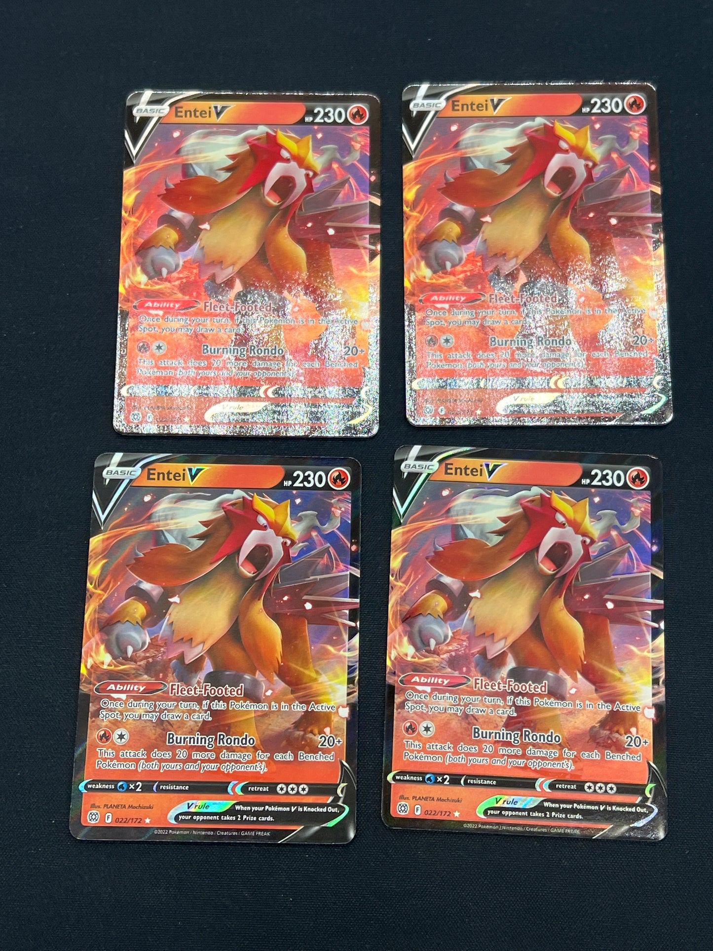 Auction Lot 238: Pokemon Cards Lot of 4 Entei V Conditions Vary