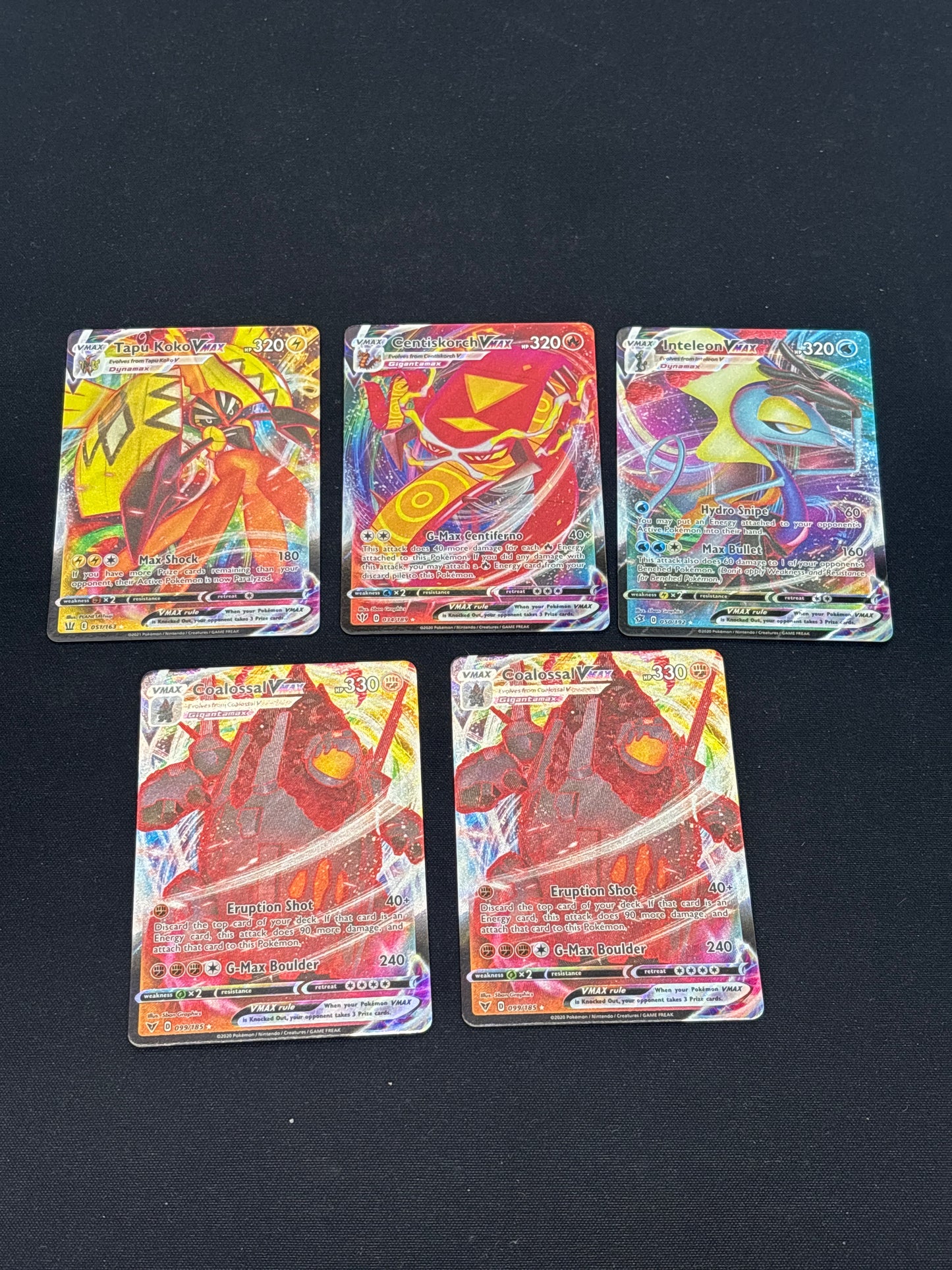 Auction Lot 145: Pokemon Cards Lot of 5 Assorted VMAX Full Arts Condition Vary