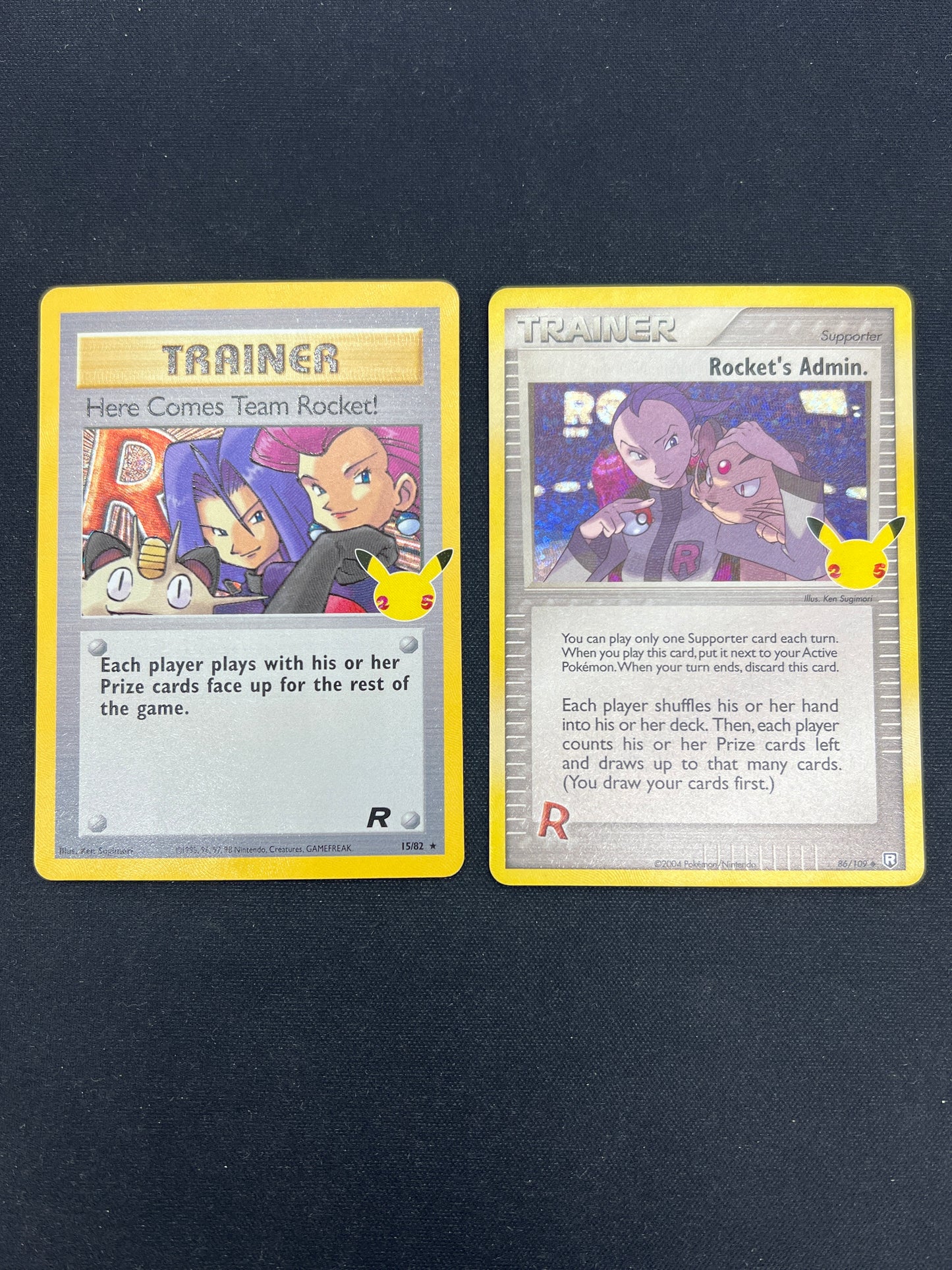 Auction Lot 357: Pokemon Cards Lot of 2 Celebrations Trainer Card Holos Team Rocket Conditions Vary
