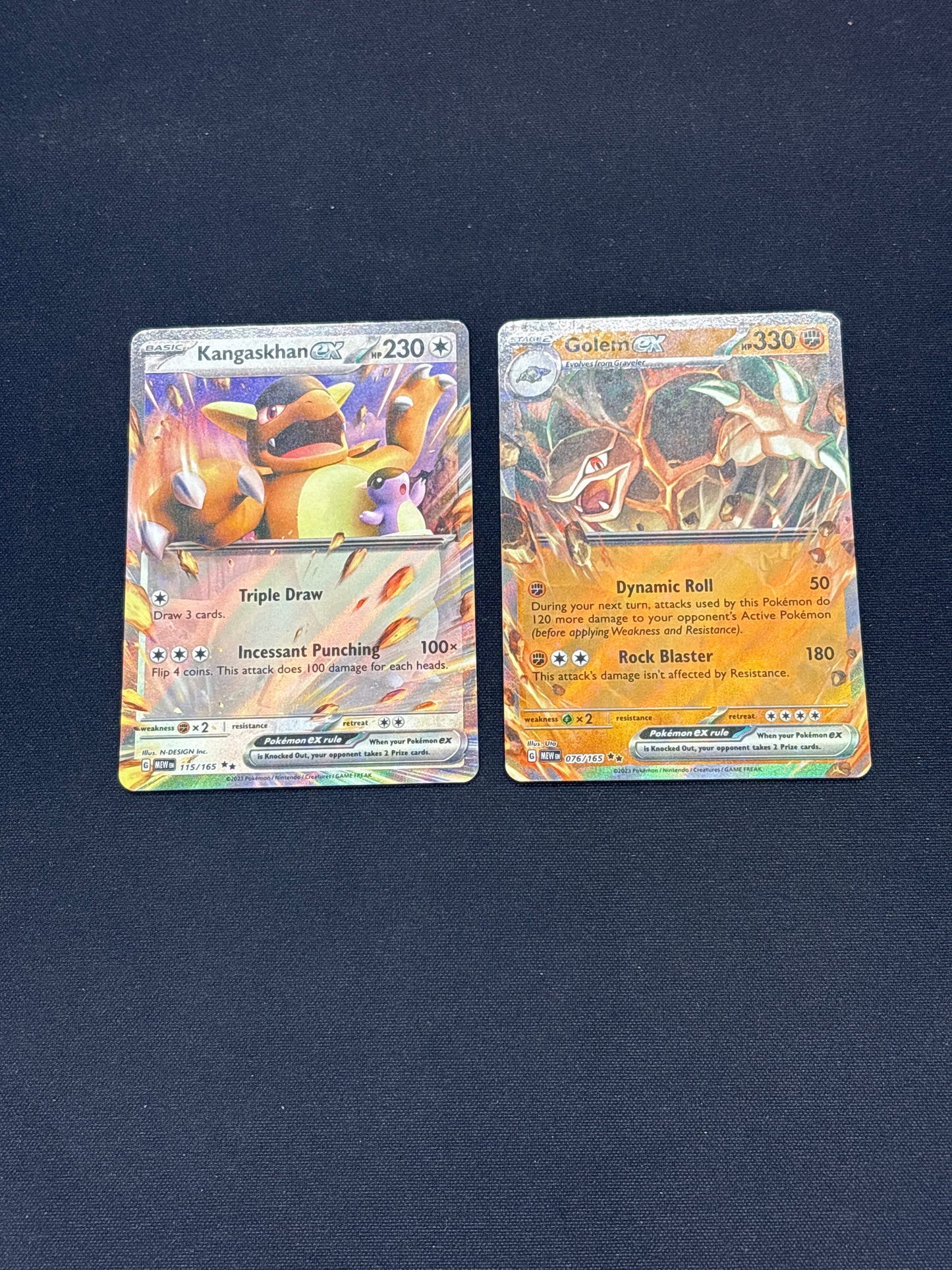 Auction Lot 255: Pokemon Cards Lot of 2 Golem & Kangaskhan EX 151 Conditions Vary