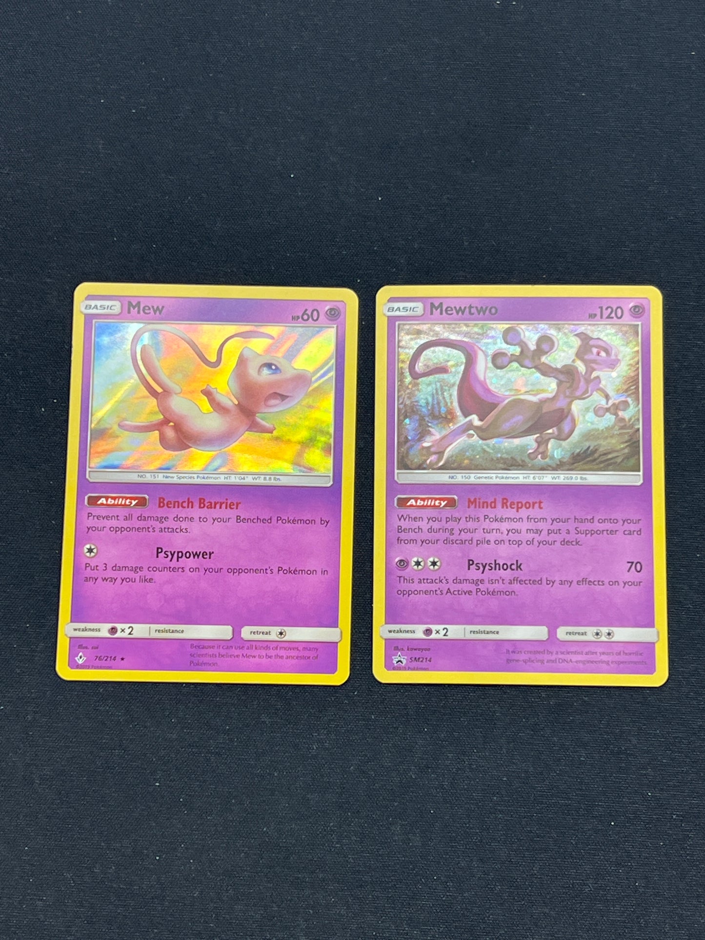 Auction Lot 300: Pokemon Cards Mew & Mewtwo Holos Sun & Moon Conditions Vary