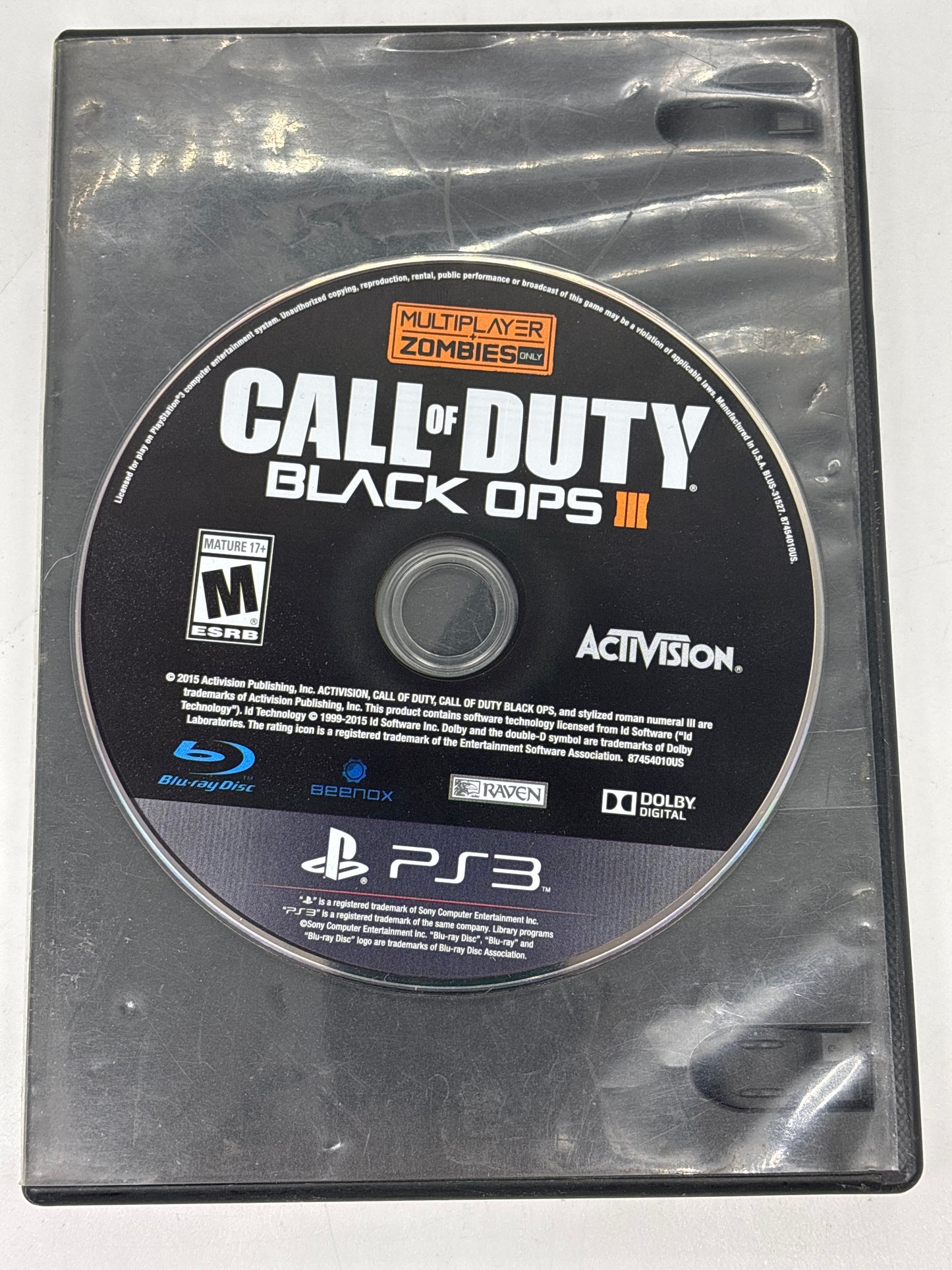 Auction Lot 55: Call of Duty Black Ops 3 Video Game PlayStation 3 Loose