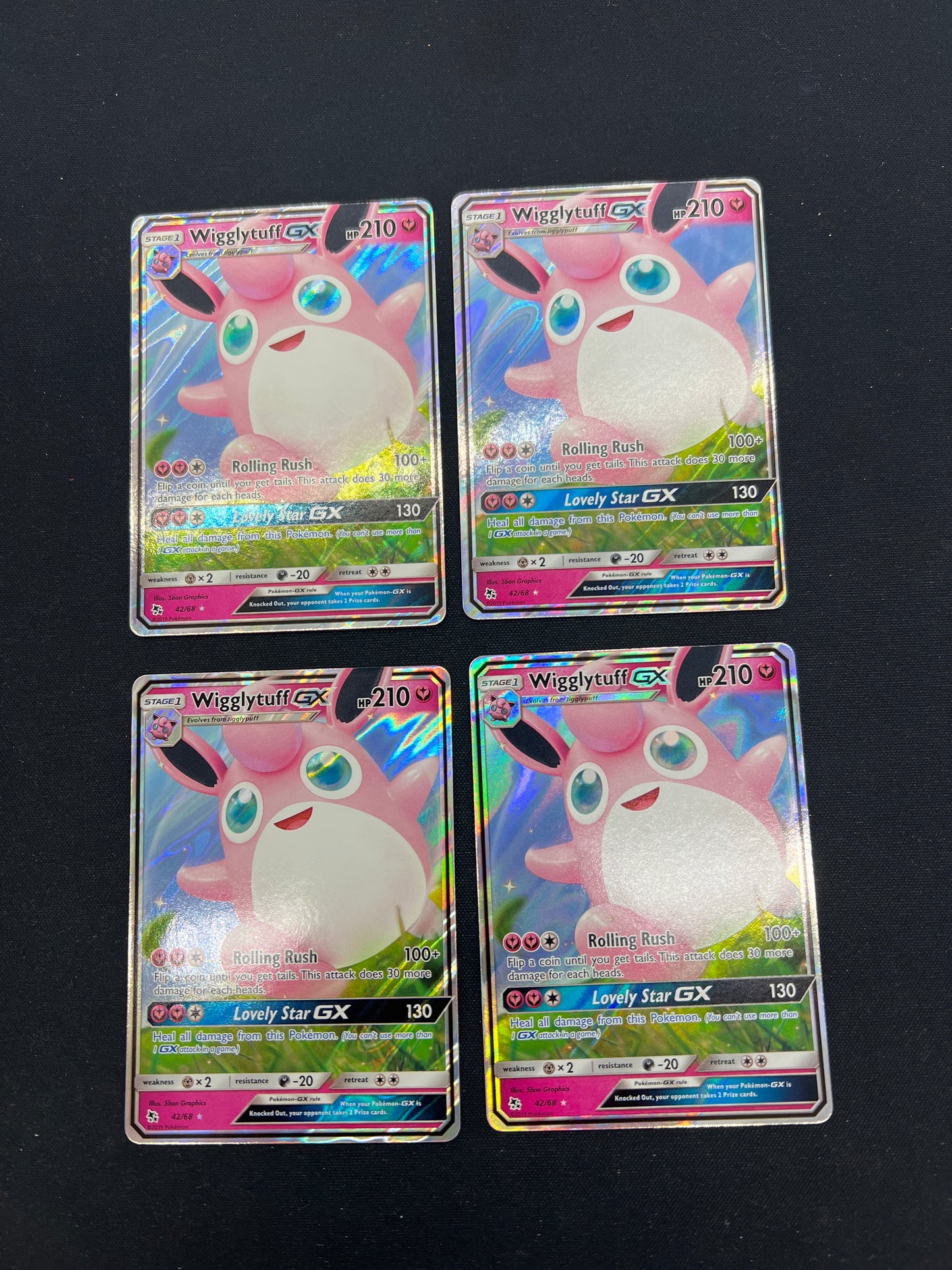 Auction Lot 121: Pokemon Cards Lot of 4 Wigglytuff GX Ultra Rare Hidden Fates Conditions Vary