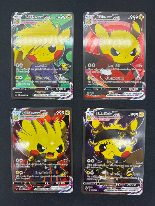 Auction Lot 323: Pokemon Cards (CUSTOM) Lot of 4 Assorted Pikachu Poncho Conditions Vary